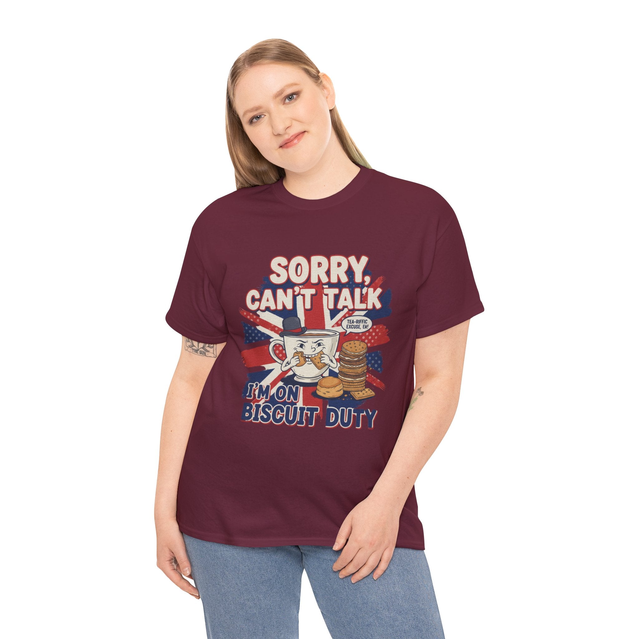 Biscuit Duty T‑Shirt - "Sorry Can't Talk, I'm On Biscuit Duty" British Tea & Biscuit Graphic Tee