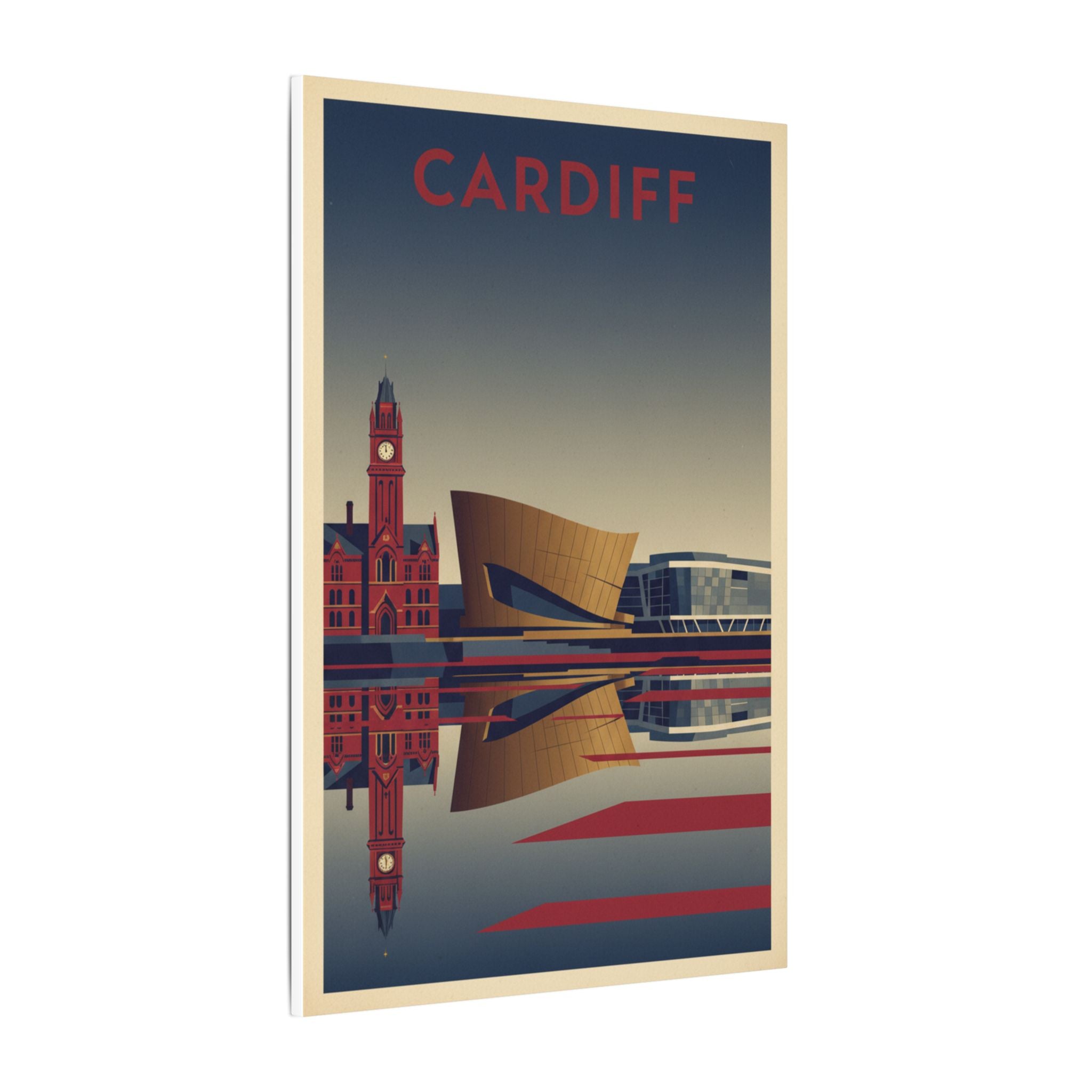 Cardiff Bay waterfront Matte Canvas Print Stretched Wall Art