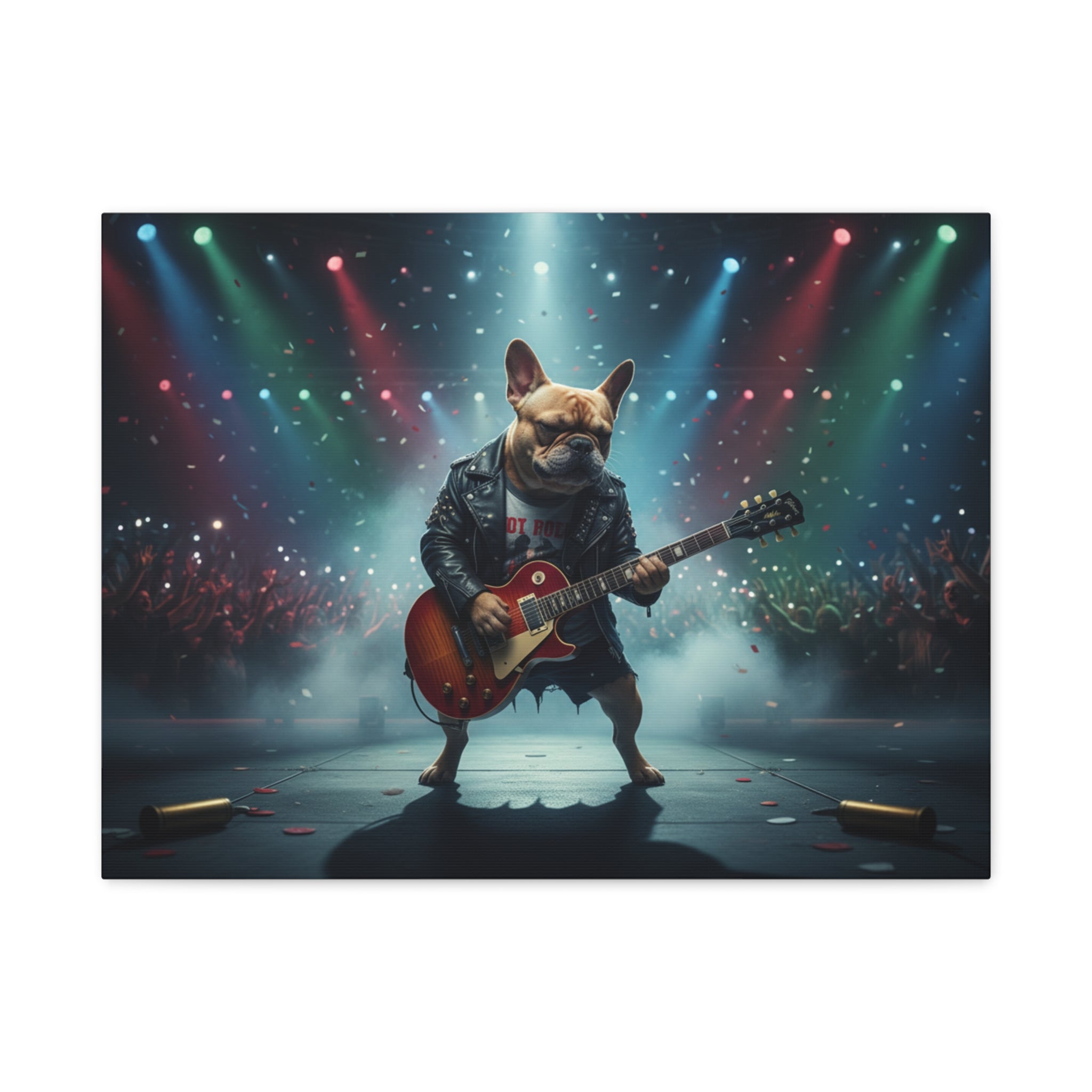 Rockstar French Bulldog Canvas Print — Guitar Dog Wall Art for Music Lovers