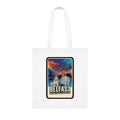 Belfast Retro Travel Cotton Tote Bag — Vintage Cityscape Market/Beach Bag