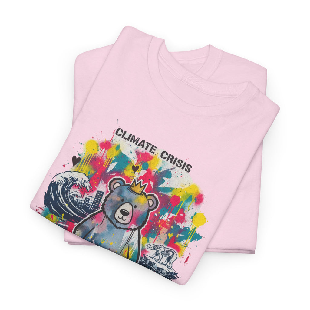 Graffiti Bear Tee — Colourful 'Climate Crisis' & 'Inequality' Graphic T-Shirt