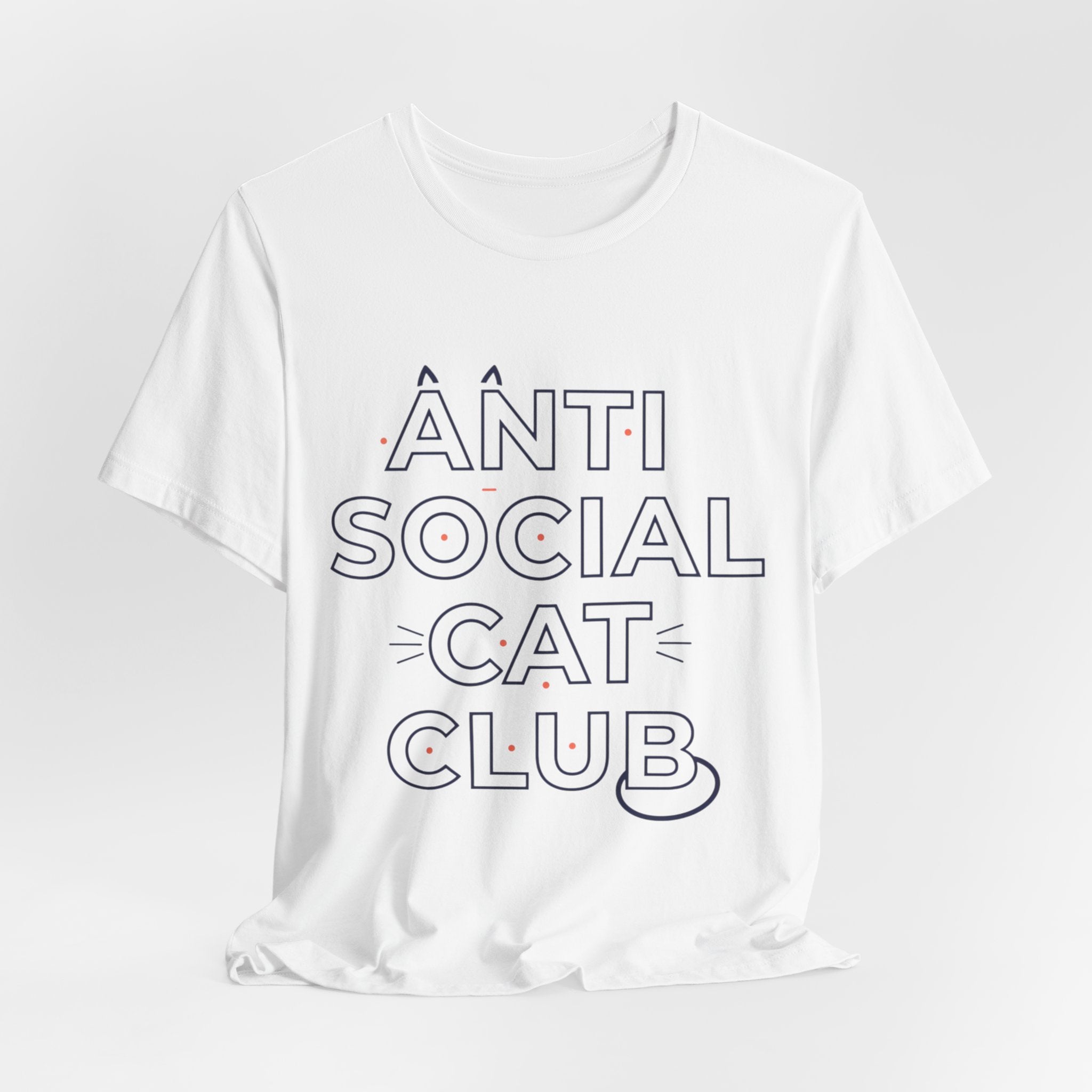 Outline 'ANTI SOCIAL CAT CLUB' Typography Tee | hollow font, minimalist outline text shirt