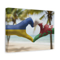 Ukrainian & Welsh Flags Canvas Wall Art — Heart Hands (Matte Stretched 1.25")