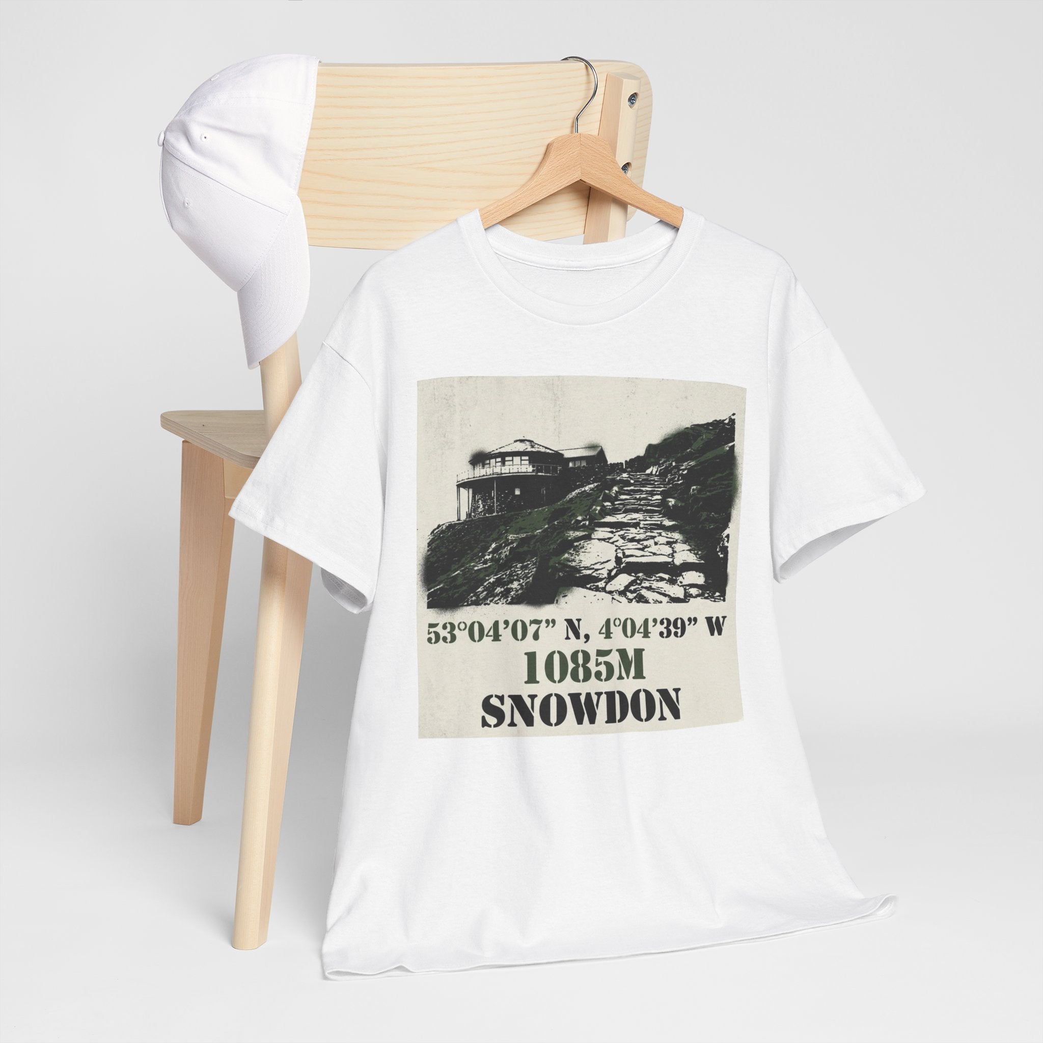 Snowdon 1085m Vintage Summit Tee — Mountain Coordinates Graphic T‑Shirt