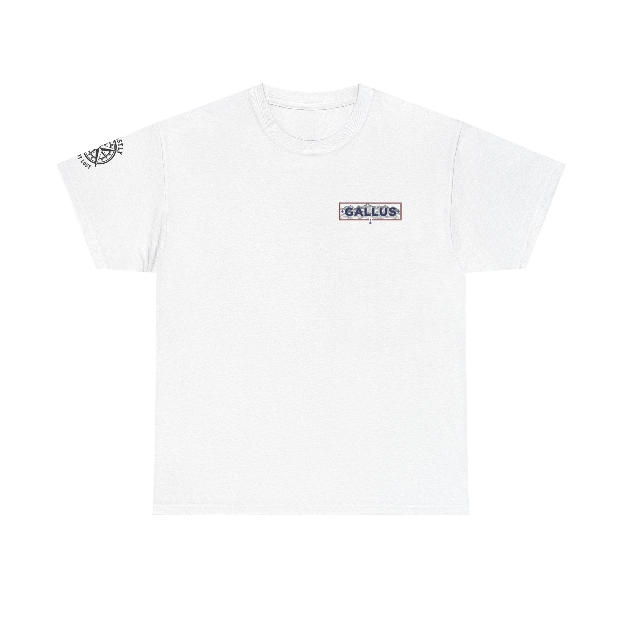 Honestly I am not lost Gallus Minimal Logo Tee — White Graphic T-Shirt