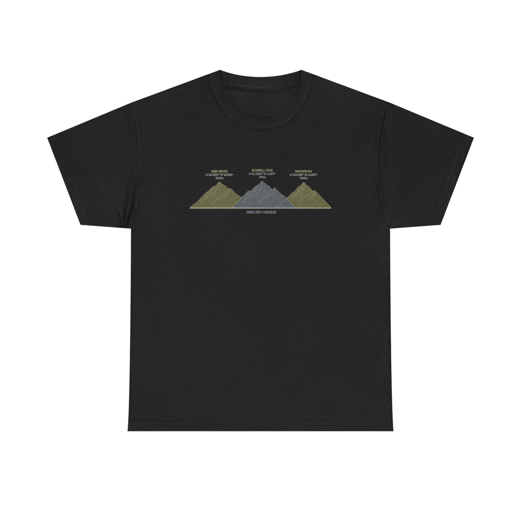 Three Peaks Challenge Graphic T-Shirt — Retro UK Mountain Hiking Tee