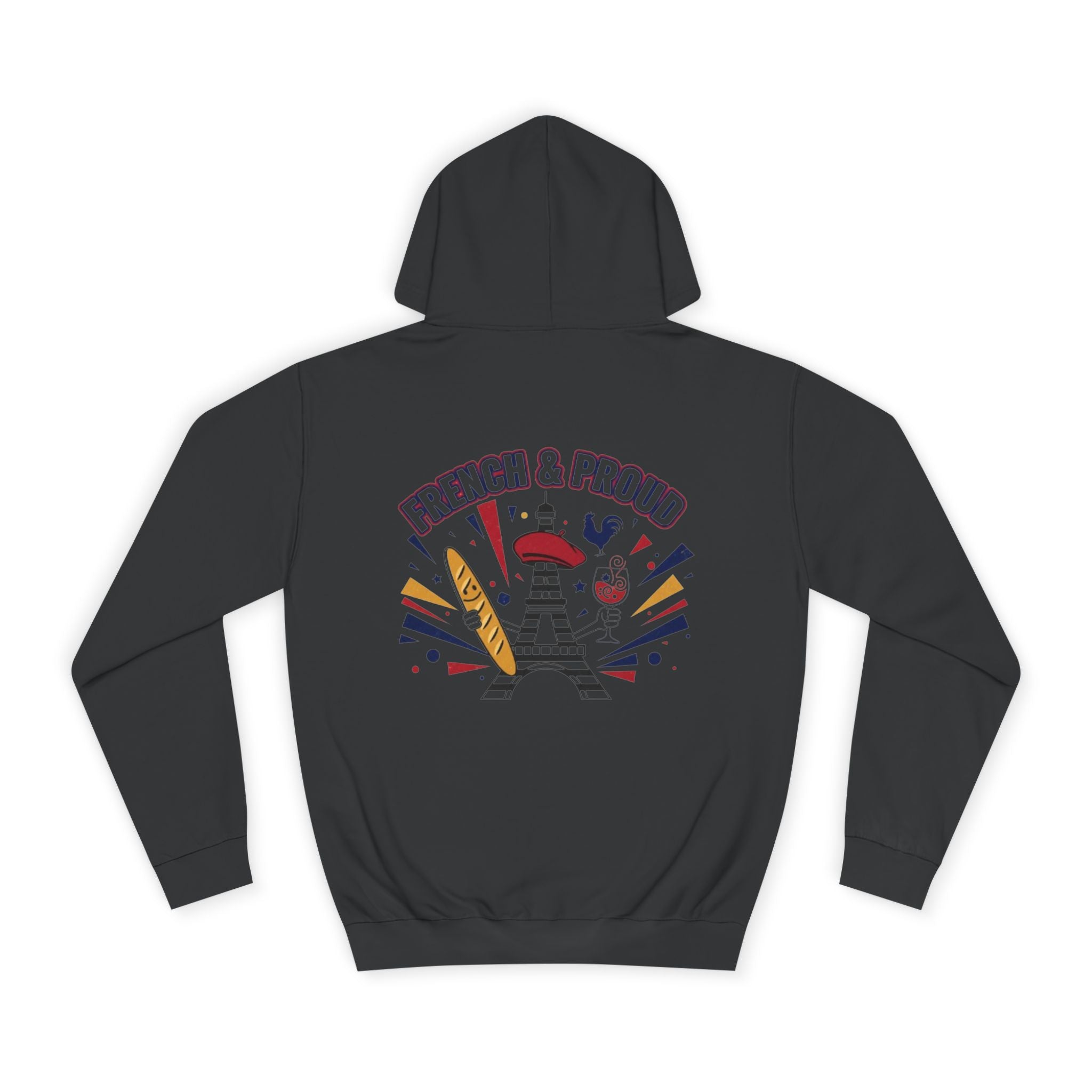 French & Proud College Hoodie — Baguette, Eiffel Tower Graphic Hoodie
