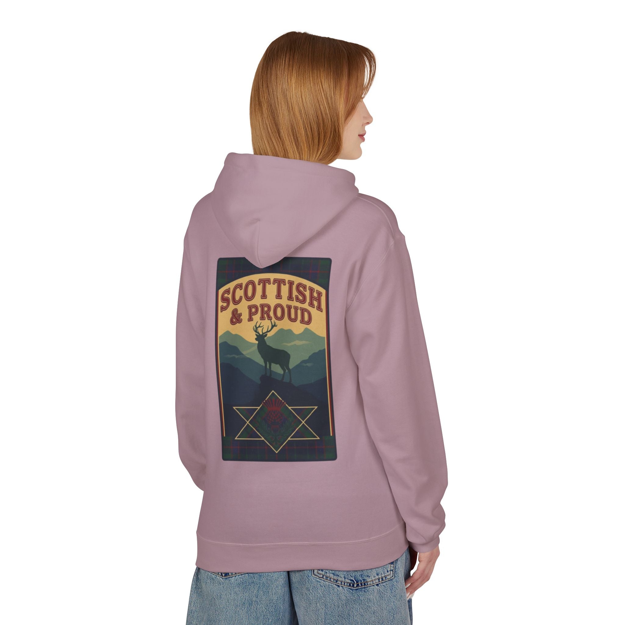 Scottish Hoodie — "Scottish & Proud" Vintage Stag Graphic Pullover
