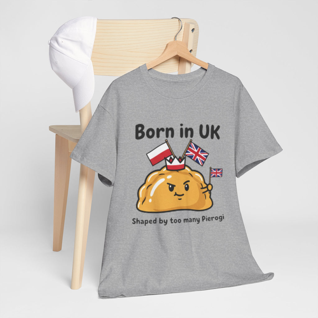 Born in UK Pierogi T‑Shirt — Funny Polish‑British Pride Tee