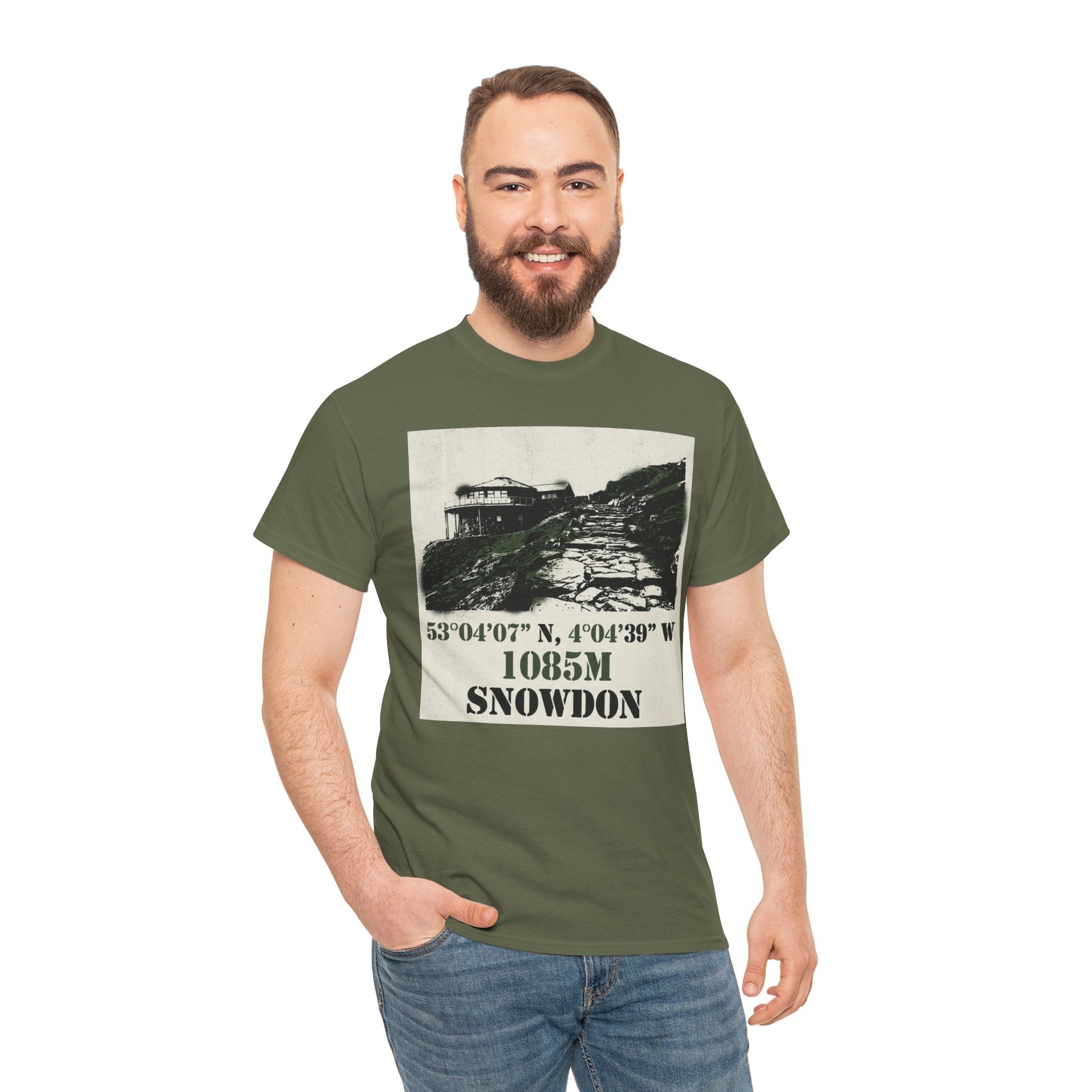 Snowdon 1085m Vintage Summit Tee — Mountain Coordinates Graphic T‑Shirt