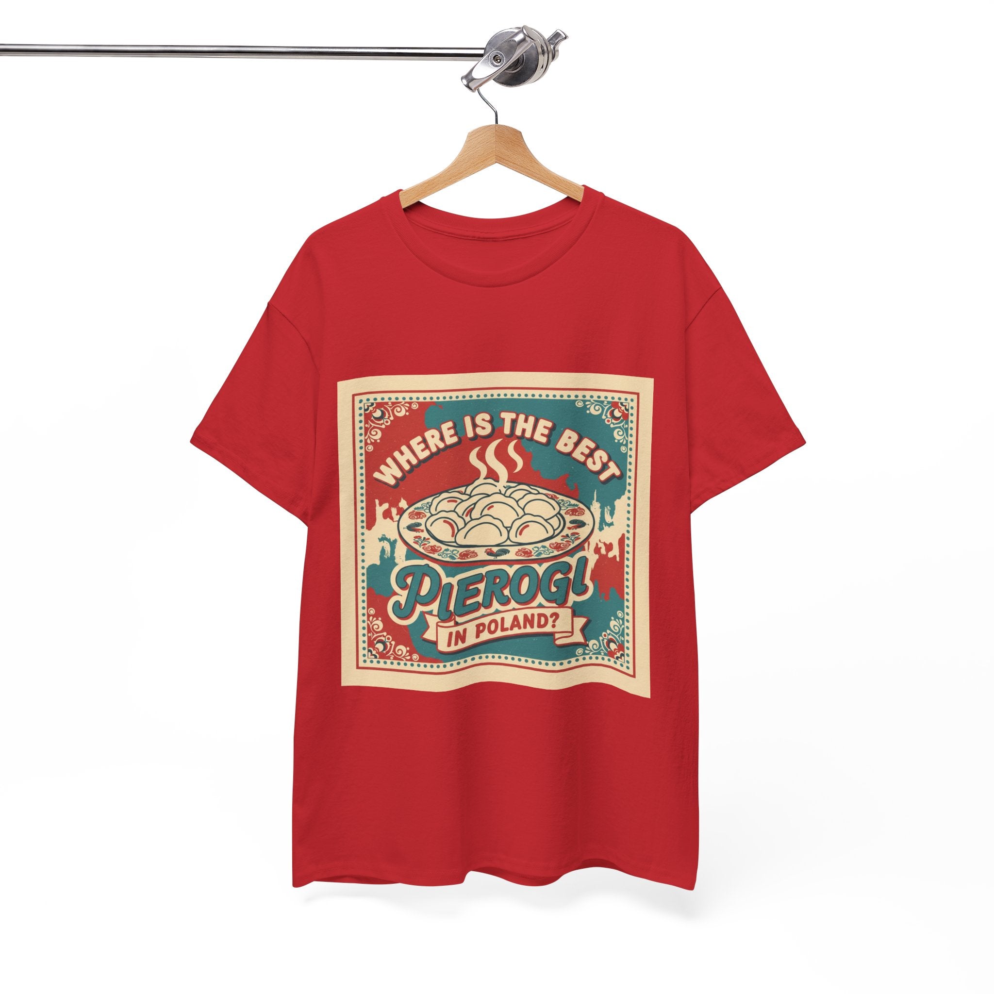 Pierogi in Poland T-Shirt — Retro 'Where Is The Best Pierogi' Polish Food Tee