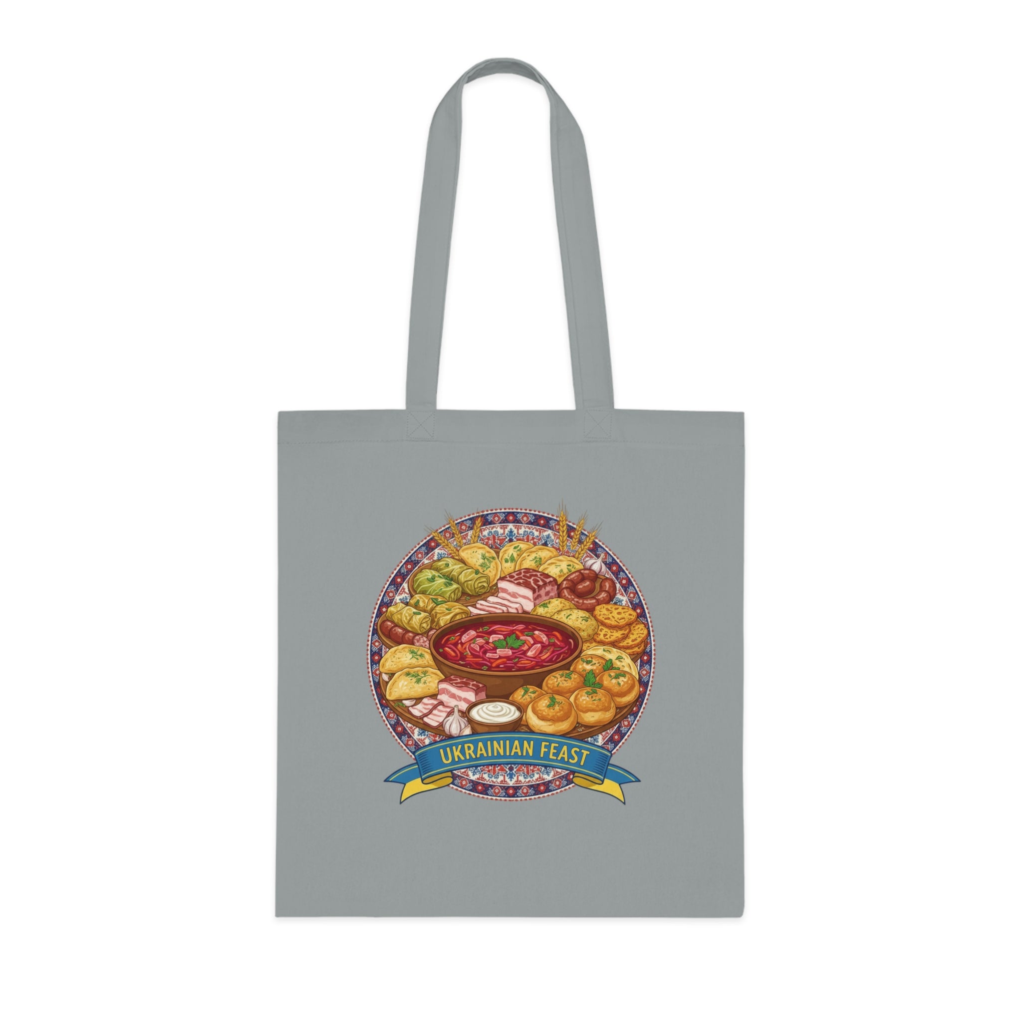 Ukrainian Feast Tote Bag — Illustrated Ukrainian Food Market Grocery Tote