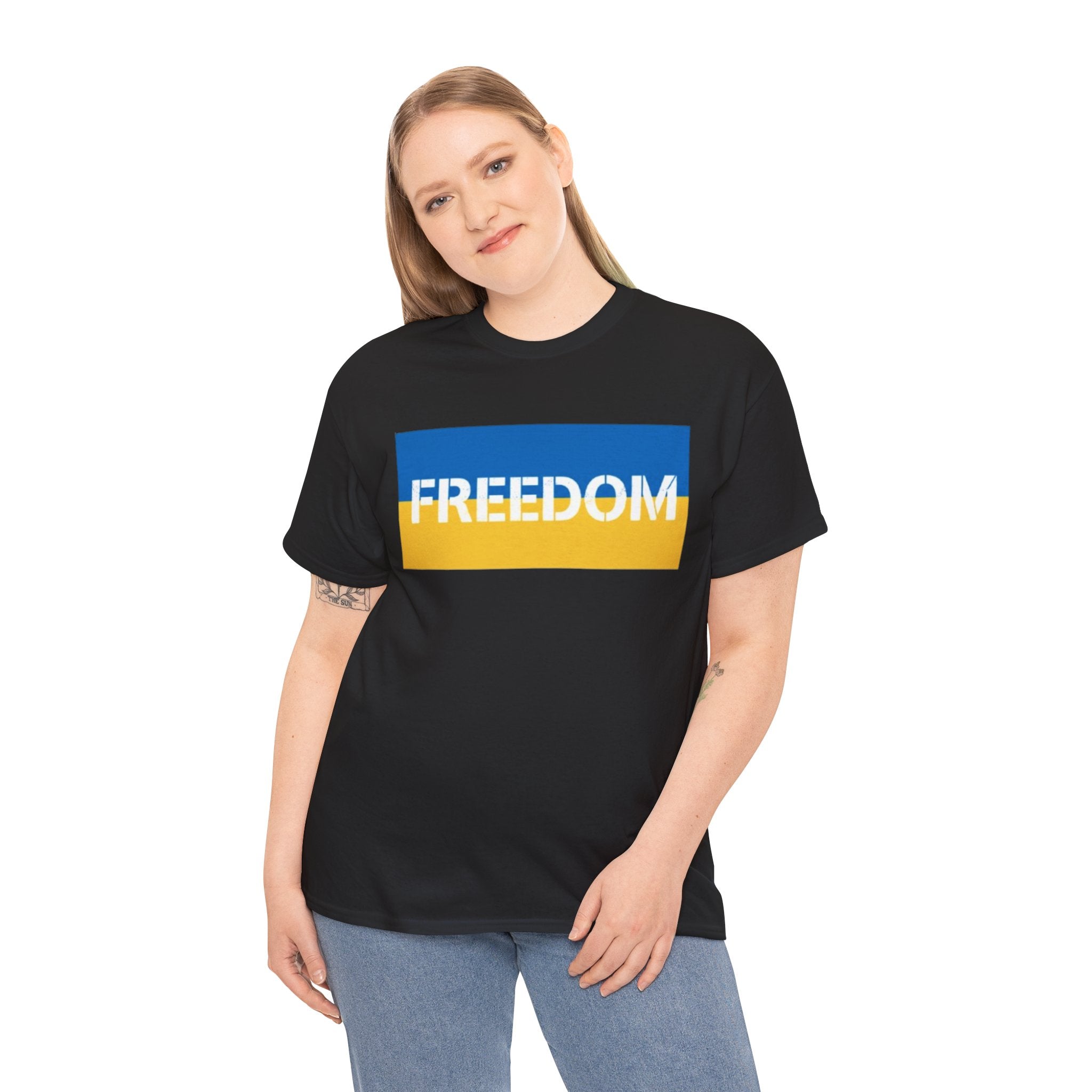 Freedom Flag T‑Shirt — Blue & Yellow Freedom Graphic Tee