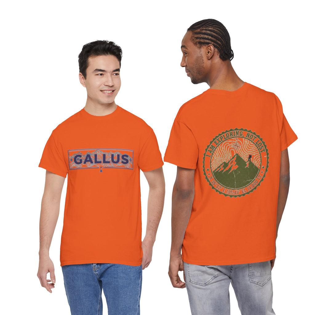 Adventure Logo Tee — "GALLUS" Mountain Badge Shirt (Exploring Not Lost)