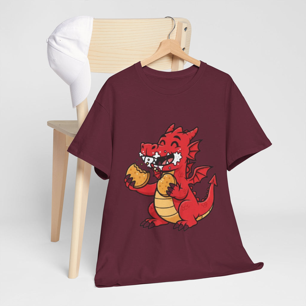 Red Dragon Eating Tacos T-Shirt — Cute Cartoon Taco Lover Tee