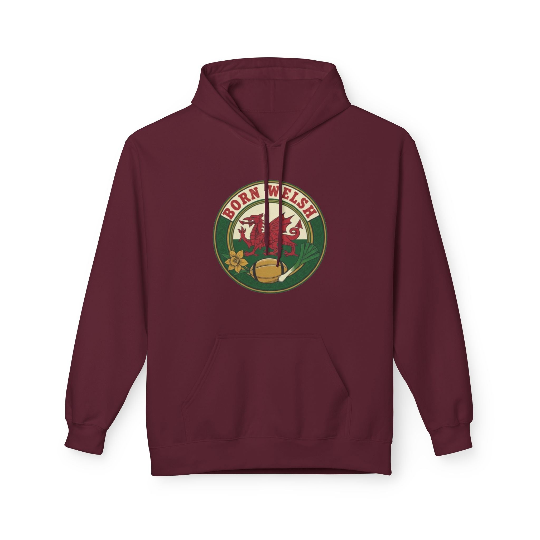 Born Welsh Hoodie — Vintage Welsh Dragon Rugby Crest Pullover