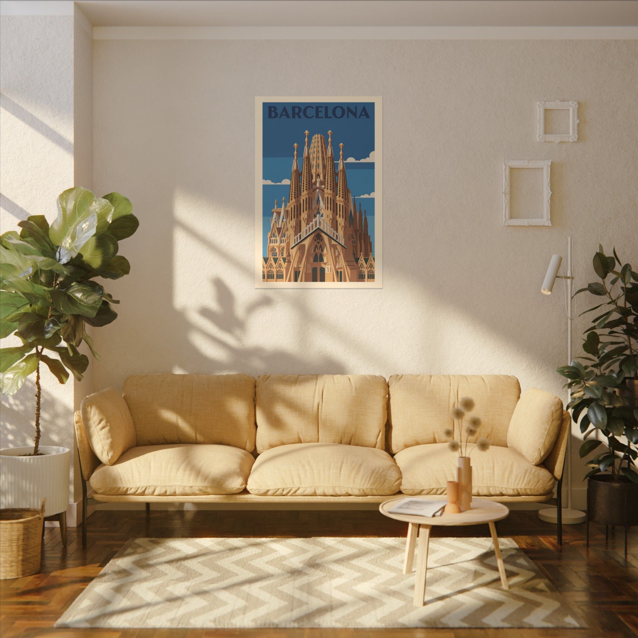 Barcelona Sagrada Familia Matte Canvas Print Stretched Travel Poster Wall Art