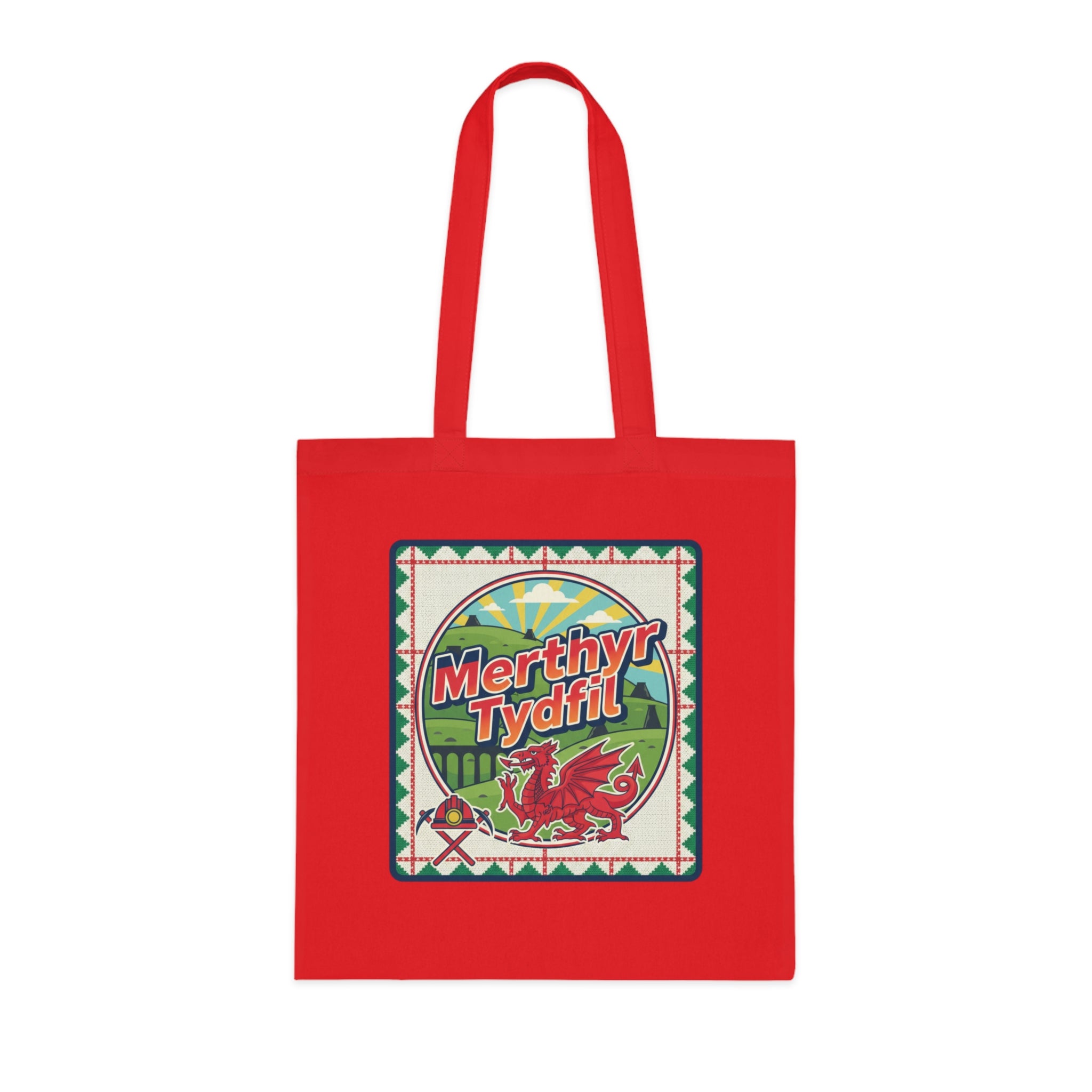 Merthyr Tydfil Welsh Pride Cotton Tote — Vintage Dragon Market Bag