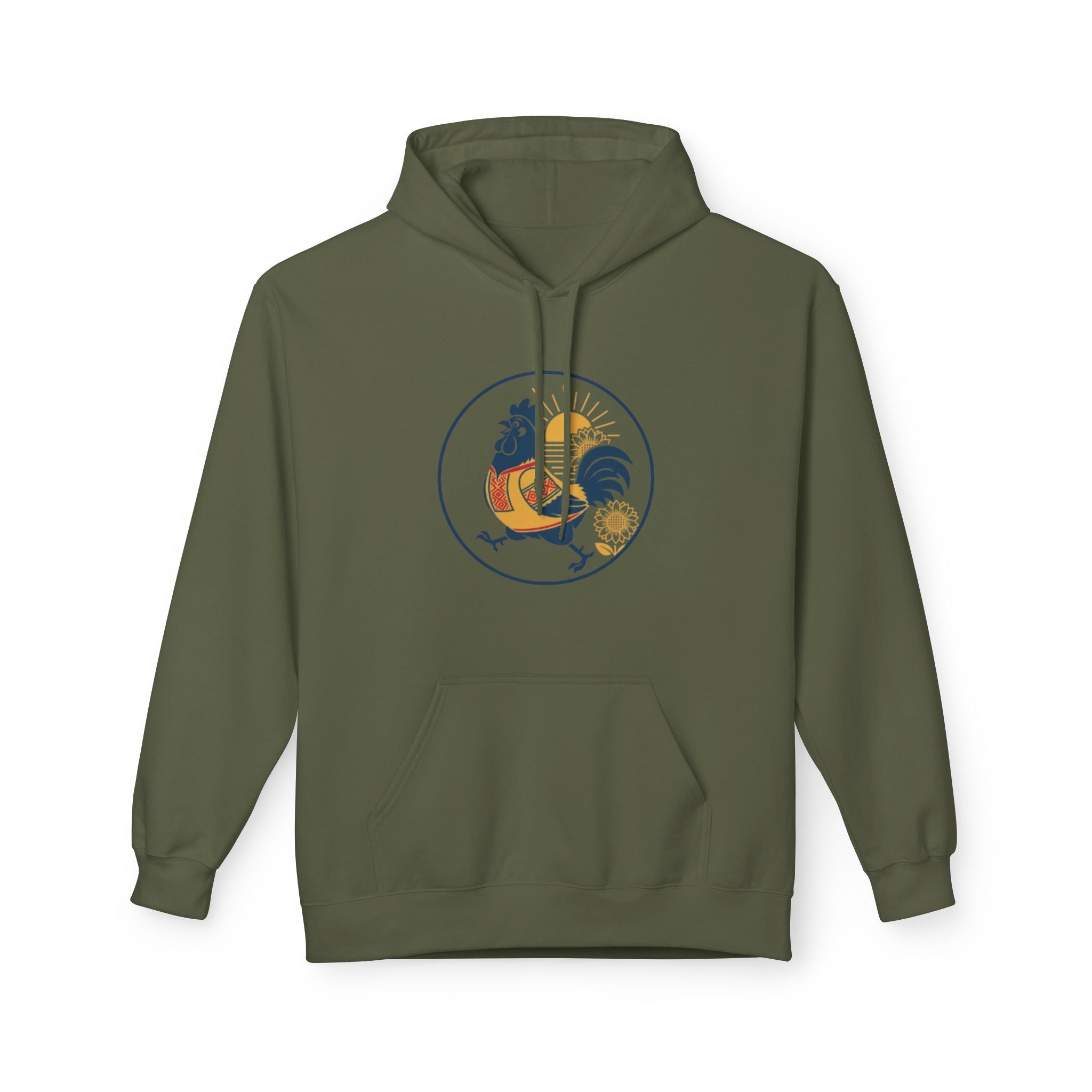 Rooster Circle Graphic Hoodie — Vintage Farmhouse Rooster Pullover