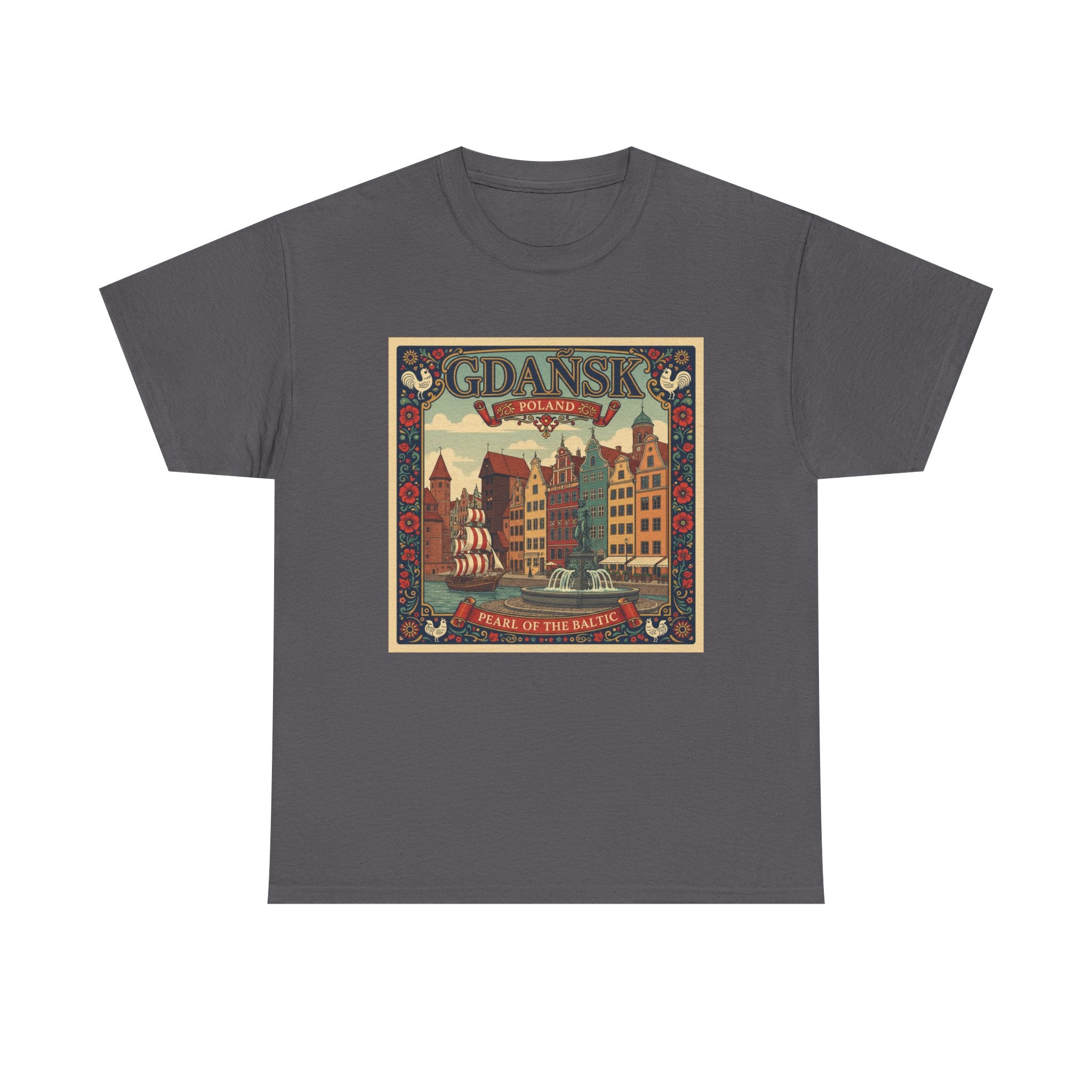 Gdańsk Vintage Travel Tee – Polish Harbor Retro Poster T‑Shirt