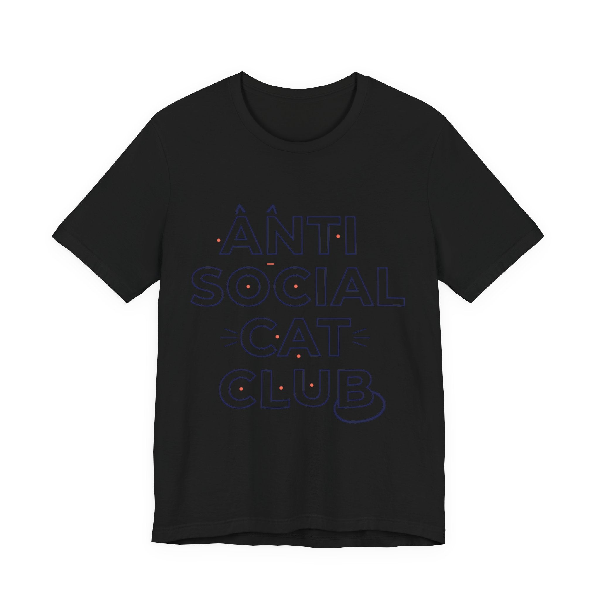 Outline 'ANTI SOCIAL CAT CLUB' Typography Tee | hollow font, minimalist outline text shirt