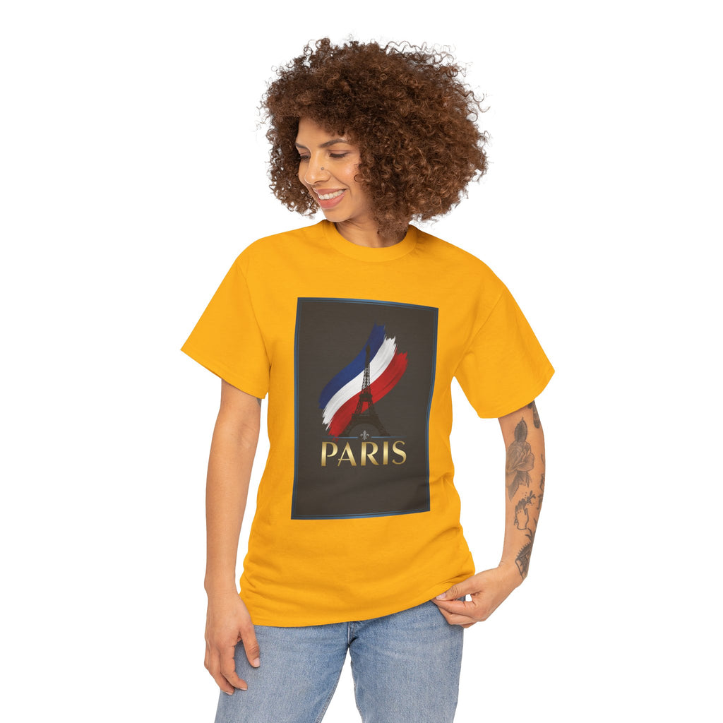 Paris Tricolor Graphic Tee — French Flag Brushstroke T-Shirt