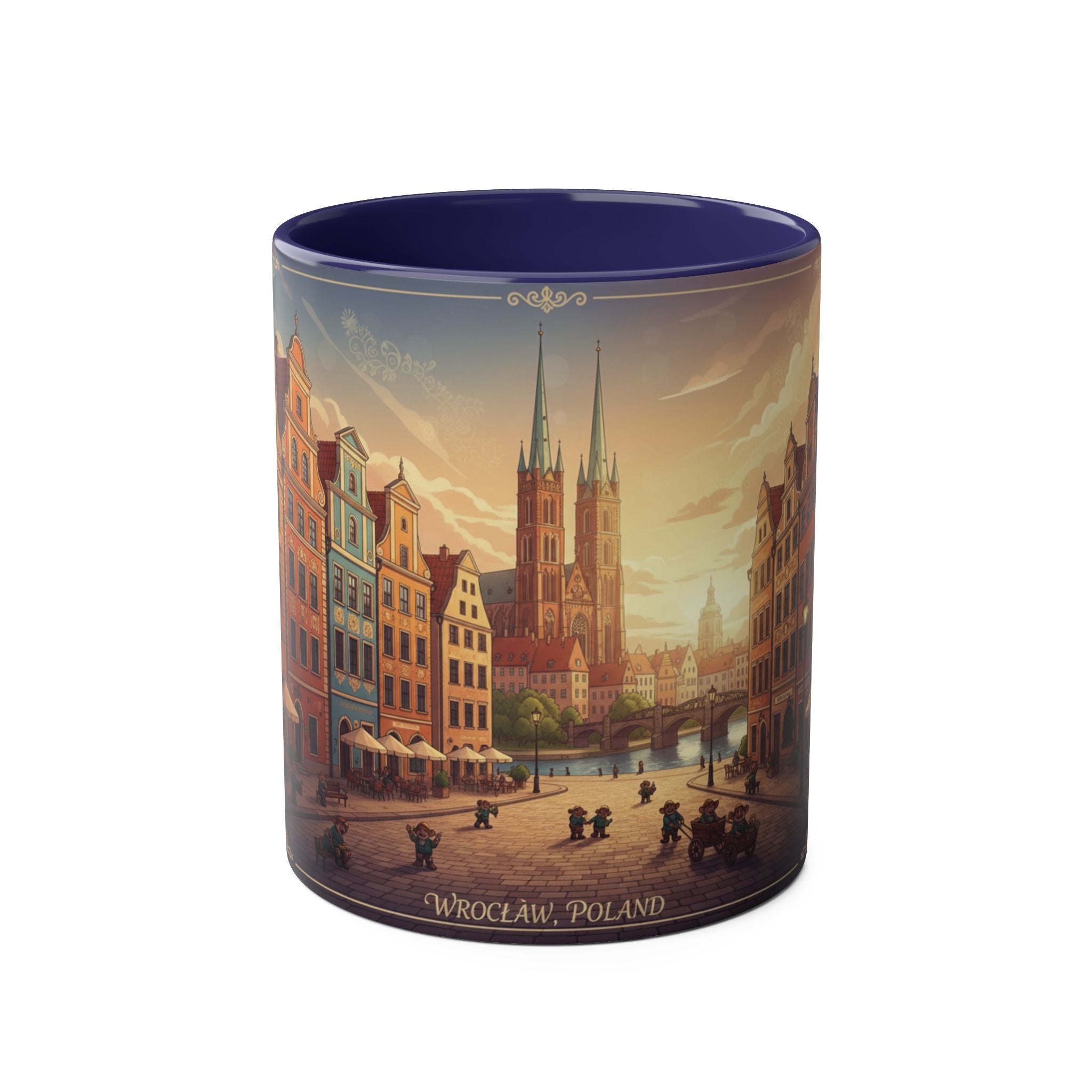 Wrocław Vintage Cityscape Mug — 11oz Two-Tone Coffee Cup