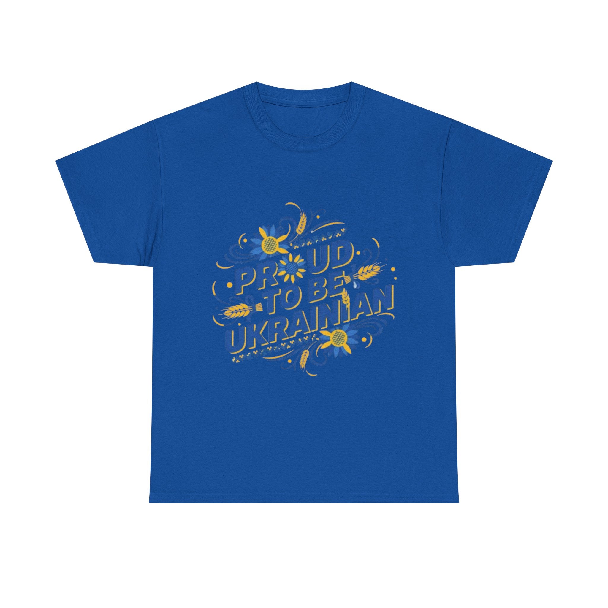 Proud to Be Ukrainian T-Shirt — Blue & Yellow Floral Pride Tee