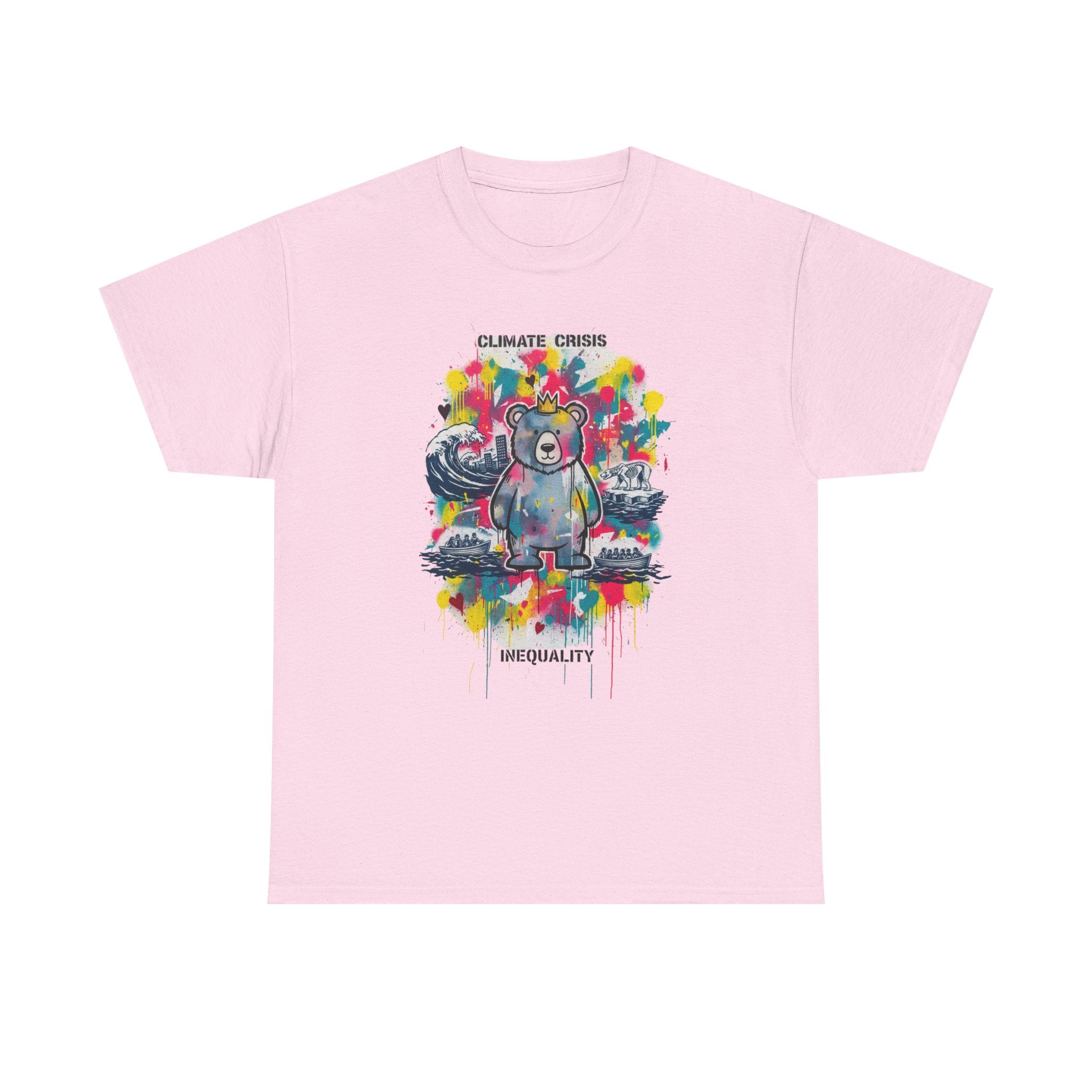 Graffiti Bear Tee — Colourful 'Climate Crisis' & 'Inequality' Graphic T-Shirt