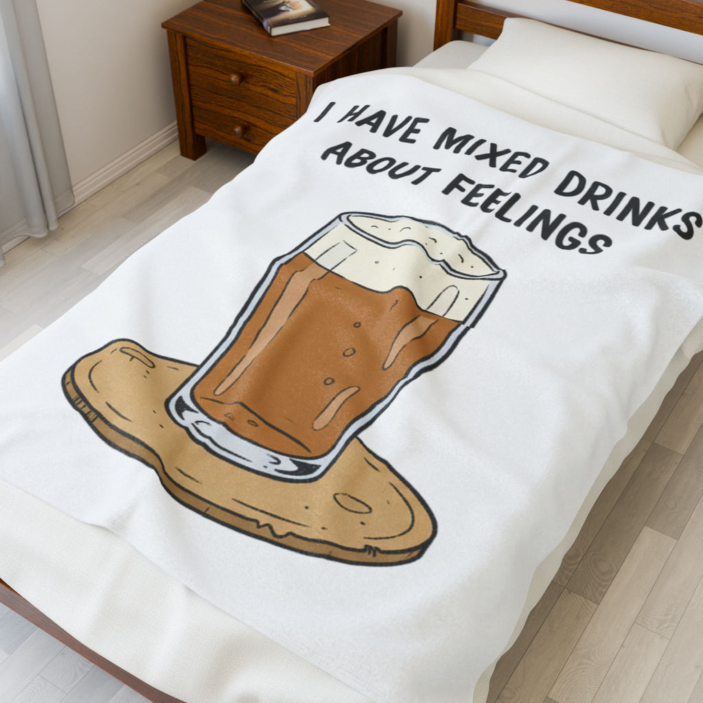 I Have Mixed Drinks About Feelings Velveteen Blanket | sarcastic gratitude, thankful but tired
