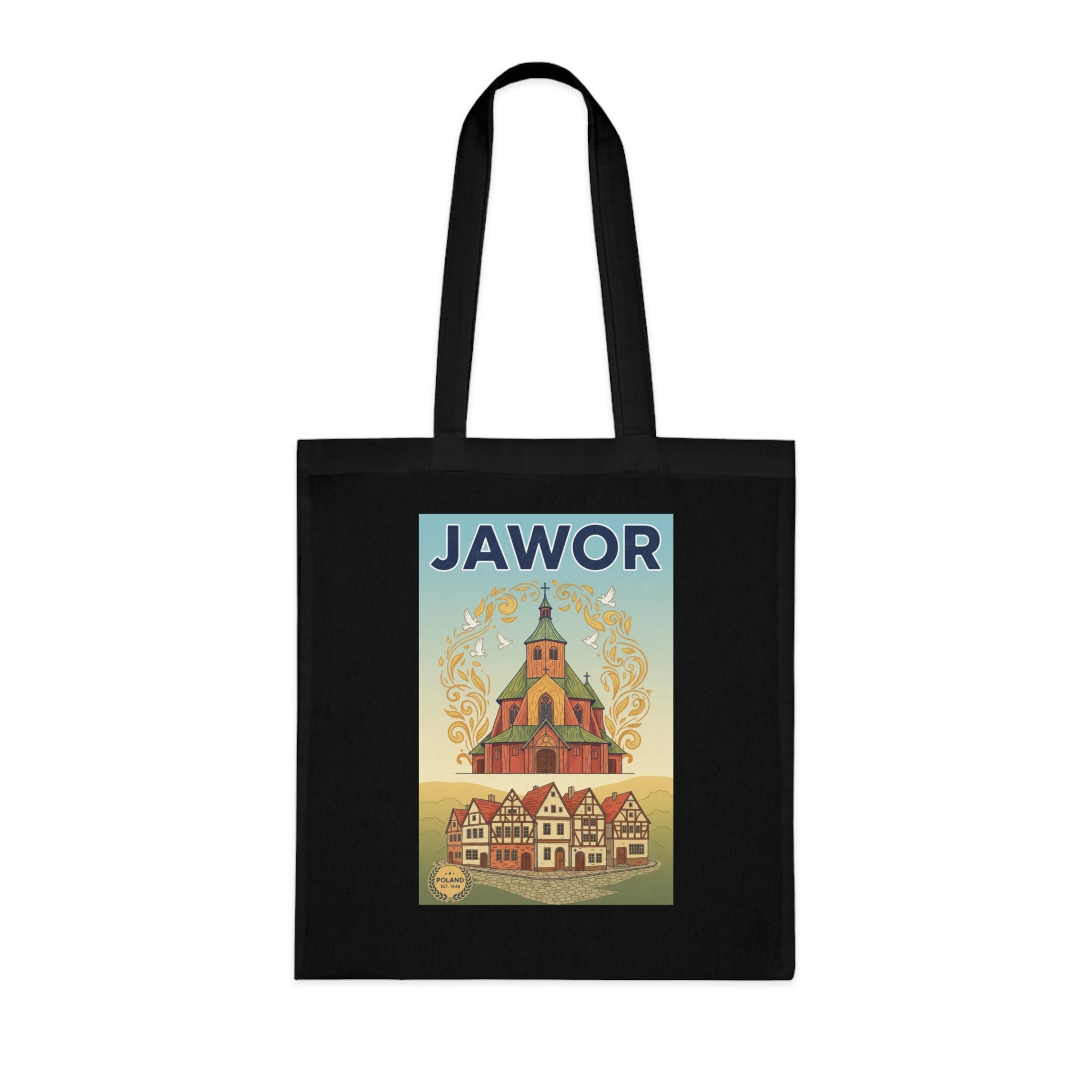 Jawor Vintage Travel Tote — Retro Polish Town Cotton Tote Bag