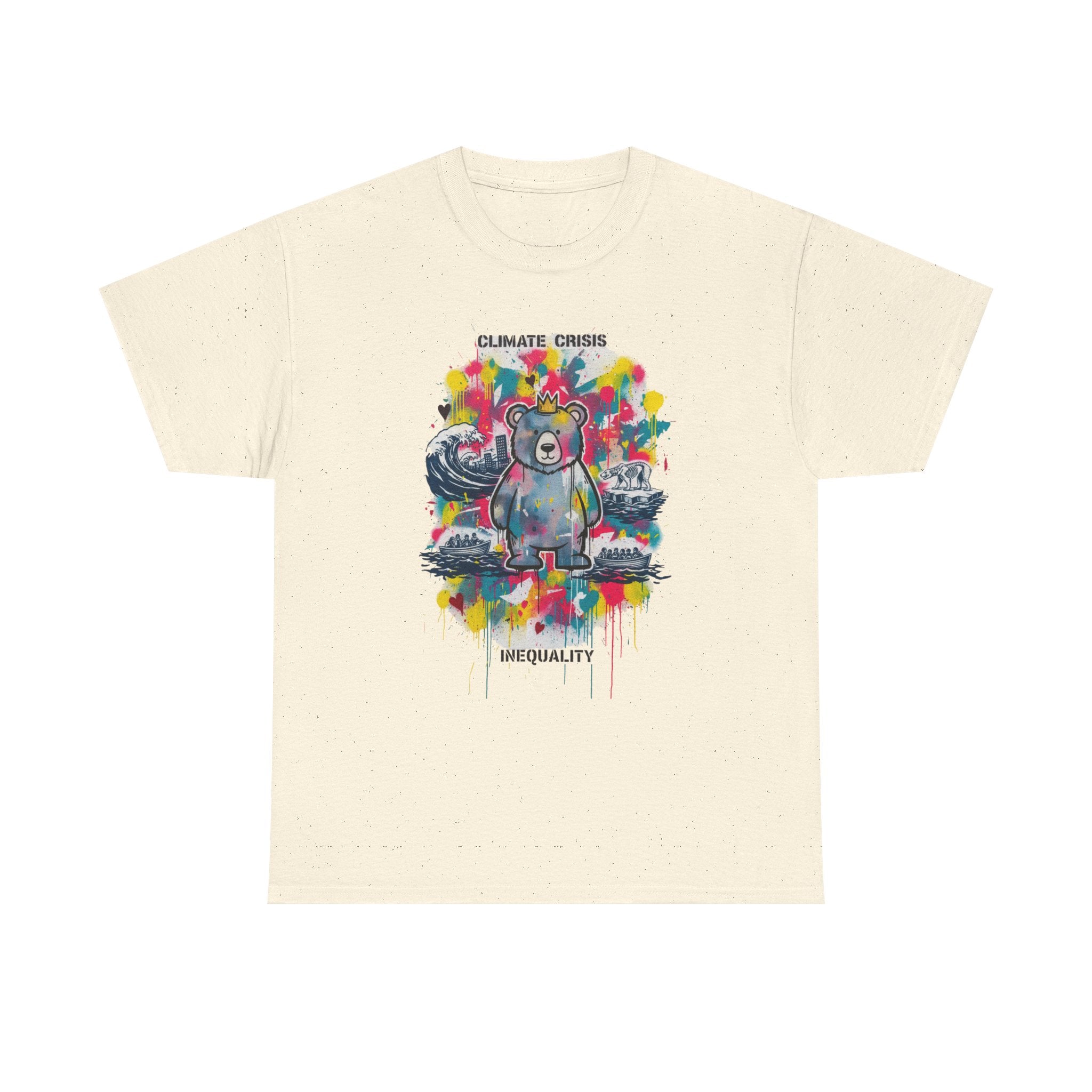Graffiti Bear Tee — Colourful 'Climate Crisis' & 'Inequality' Graphic T-Shirt