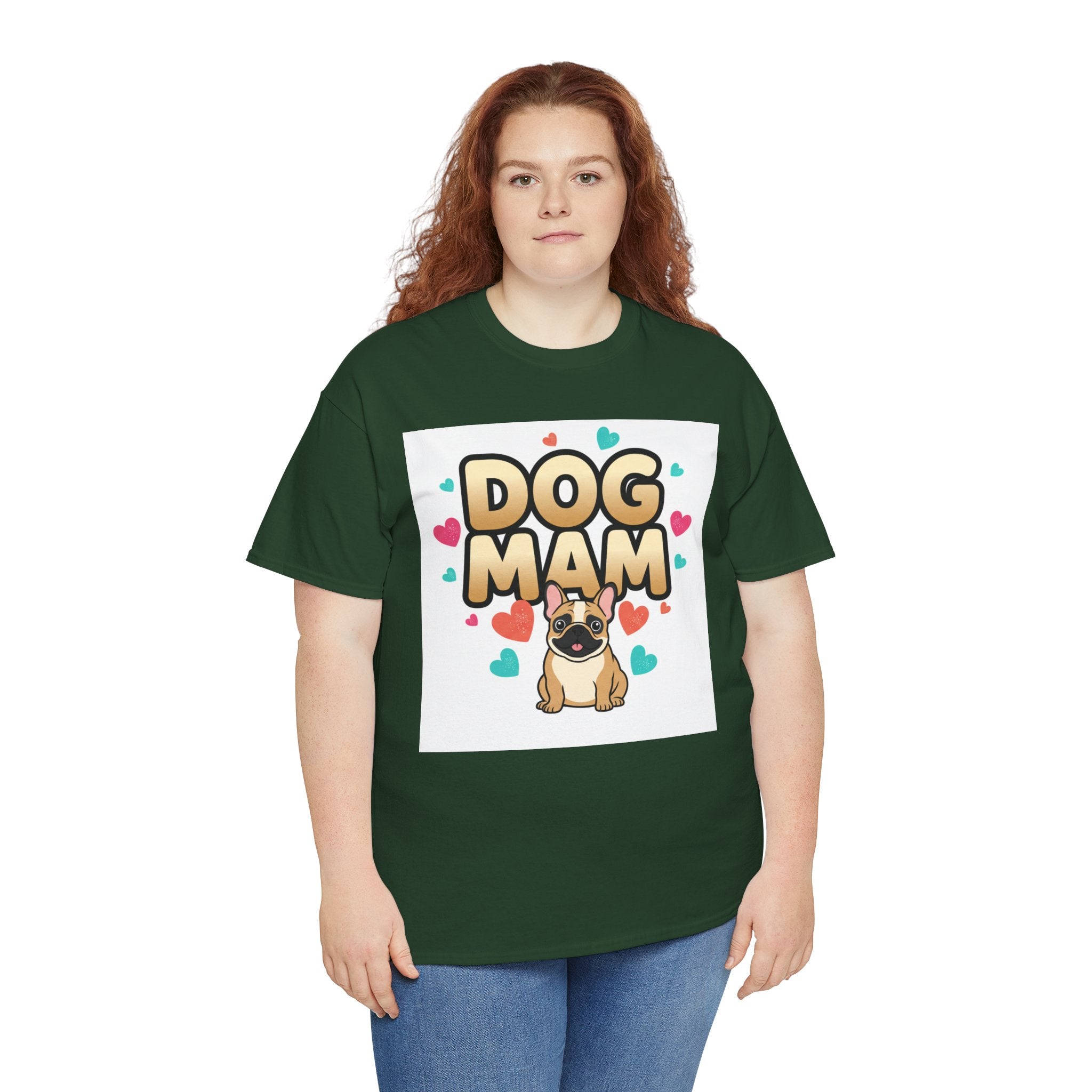 Dog Mom T-Shirt — Cute Pug Design with Hearts, Perfect Gift for Dog Lovers