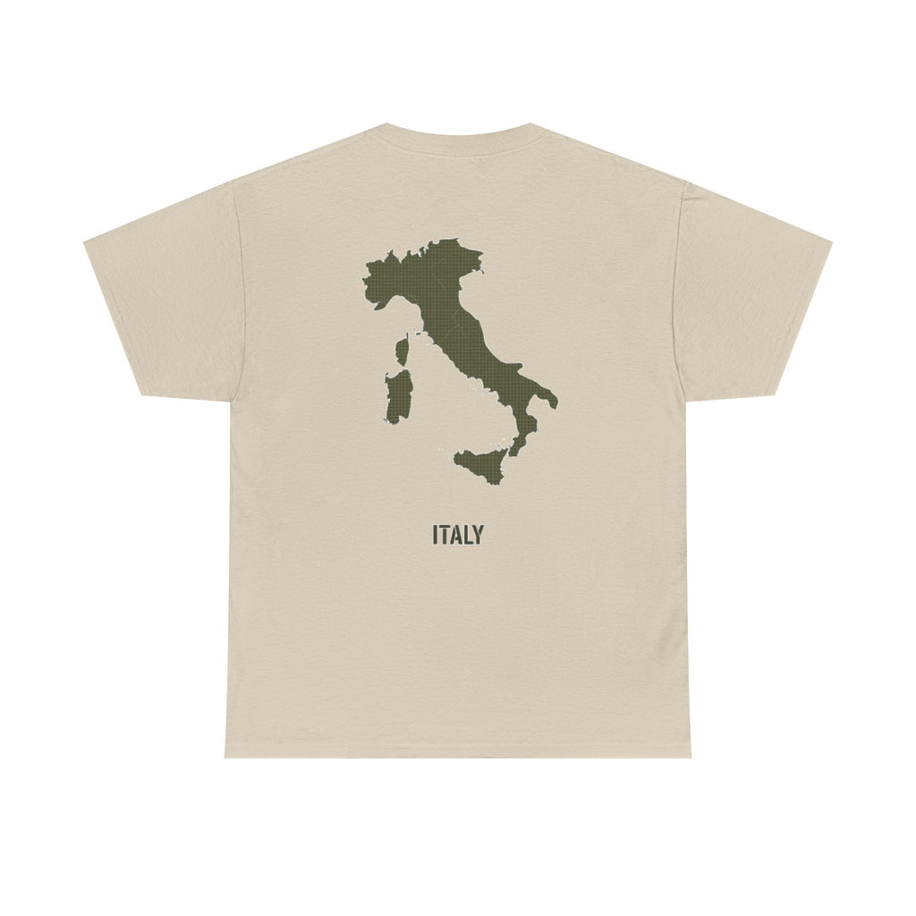 Italy Map T‑Shirt — Minimalist Travel Tee with 'Italy' Text
