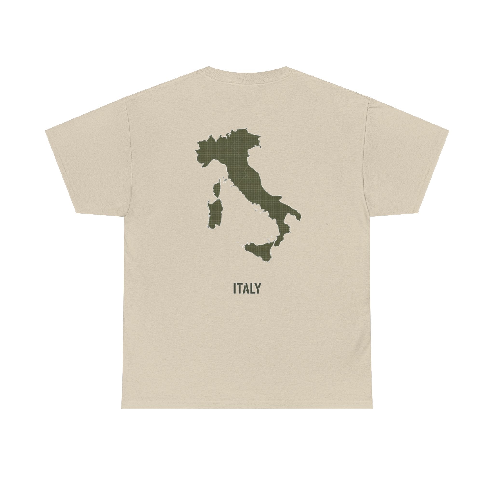 Italy Map T‑Shirt — Minimalist Travel Tee with 'Italy' Text