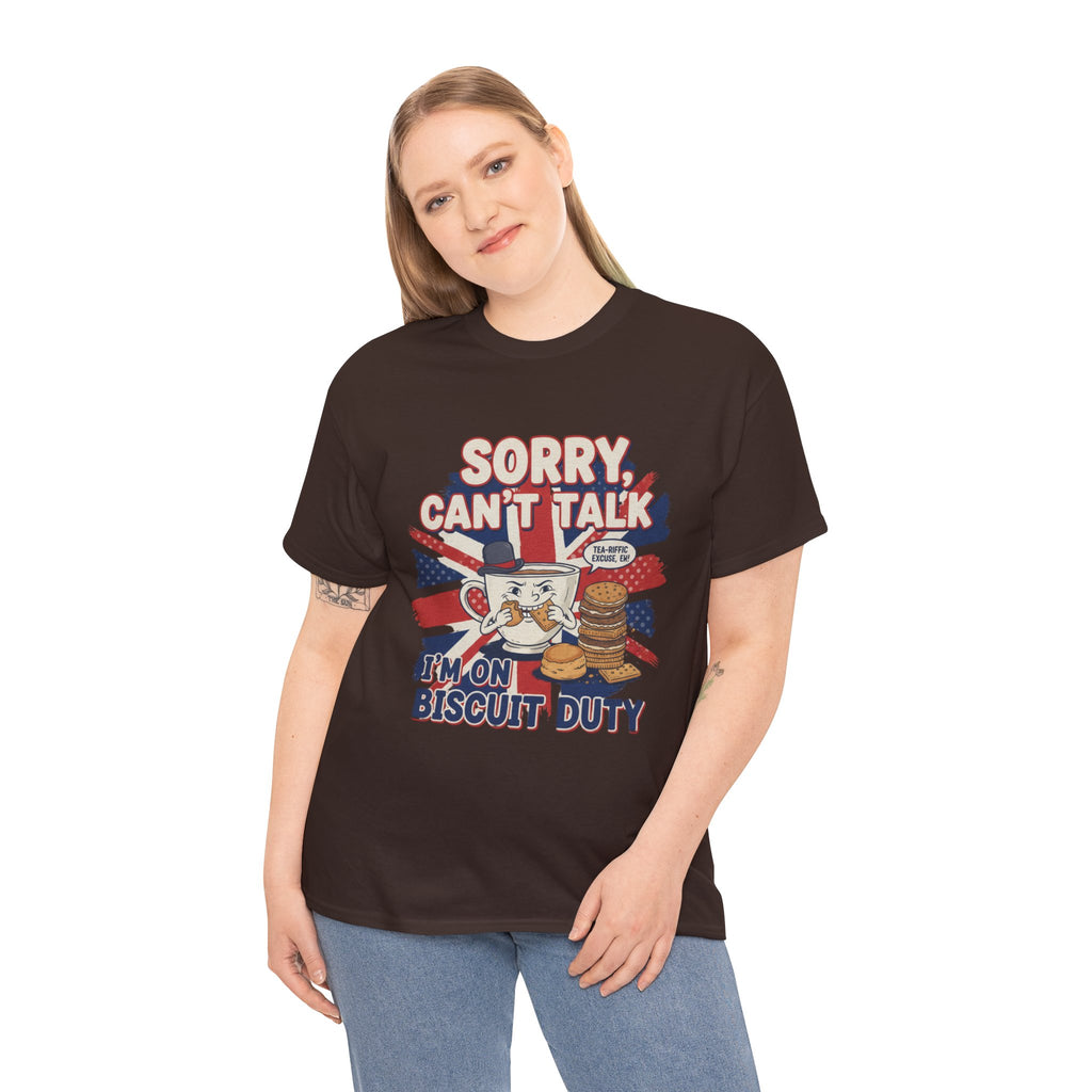 Biscuit Duty T‑Shirt - "Sorry Can't Talk, I'm On Biscuit Duty" British Tea & Biscuit Graphic Tee