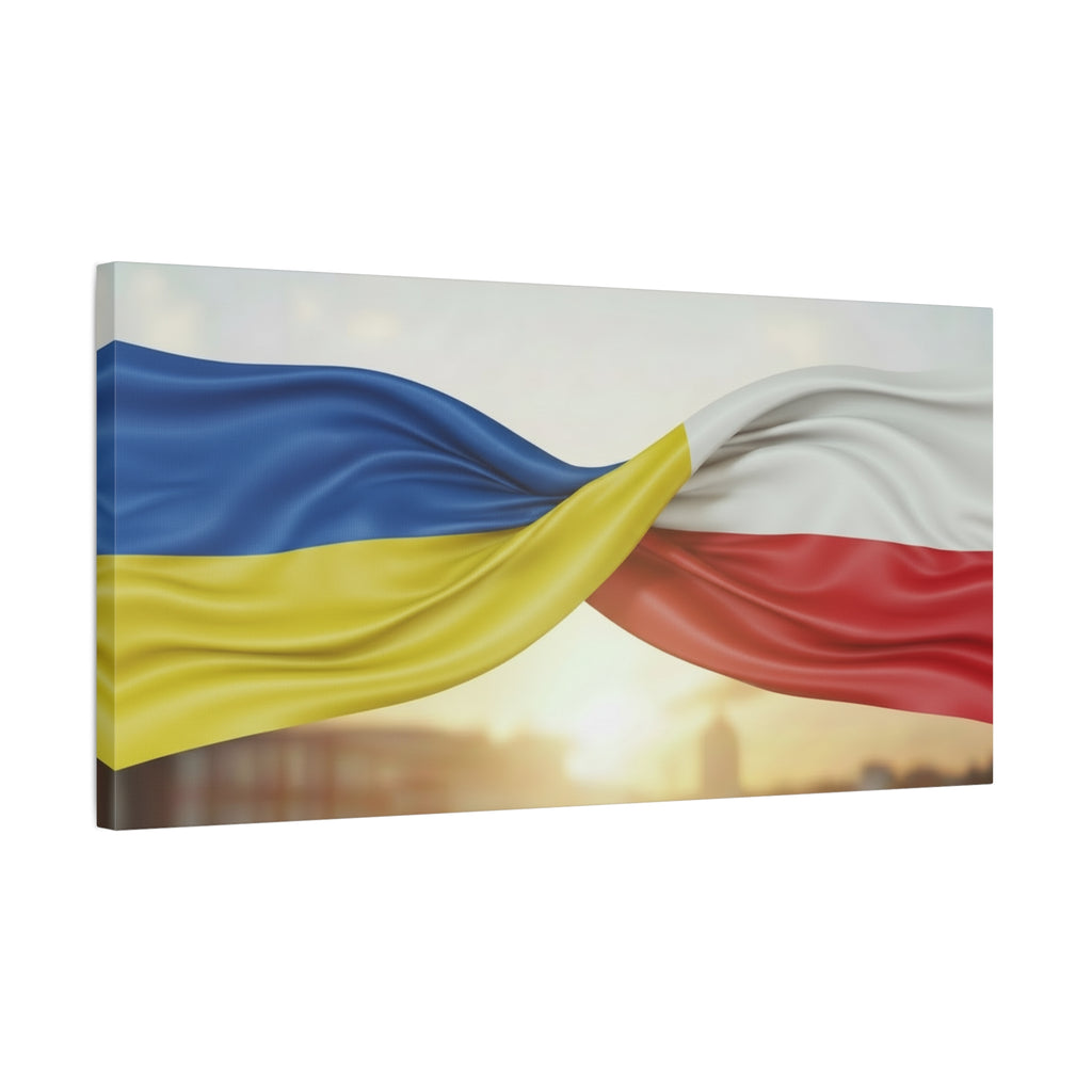 Ukrainian and Polish Flags Intertwined (Matte Stretched)