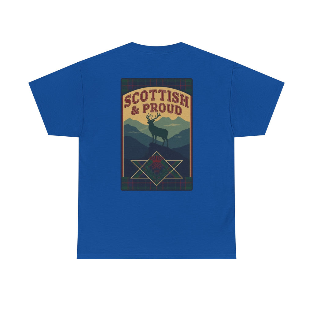 Scottish & Proud T‑Shirt — Retro Stag Scotland Flag Tee
