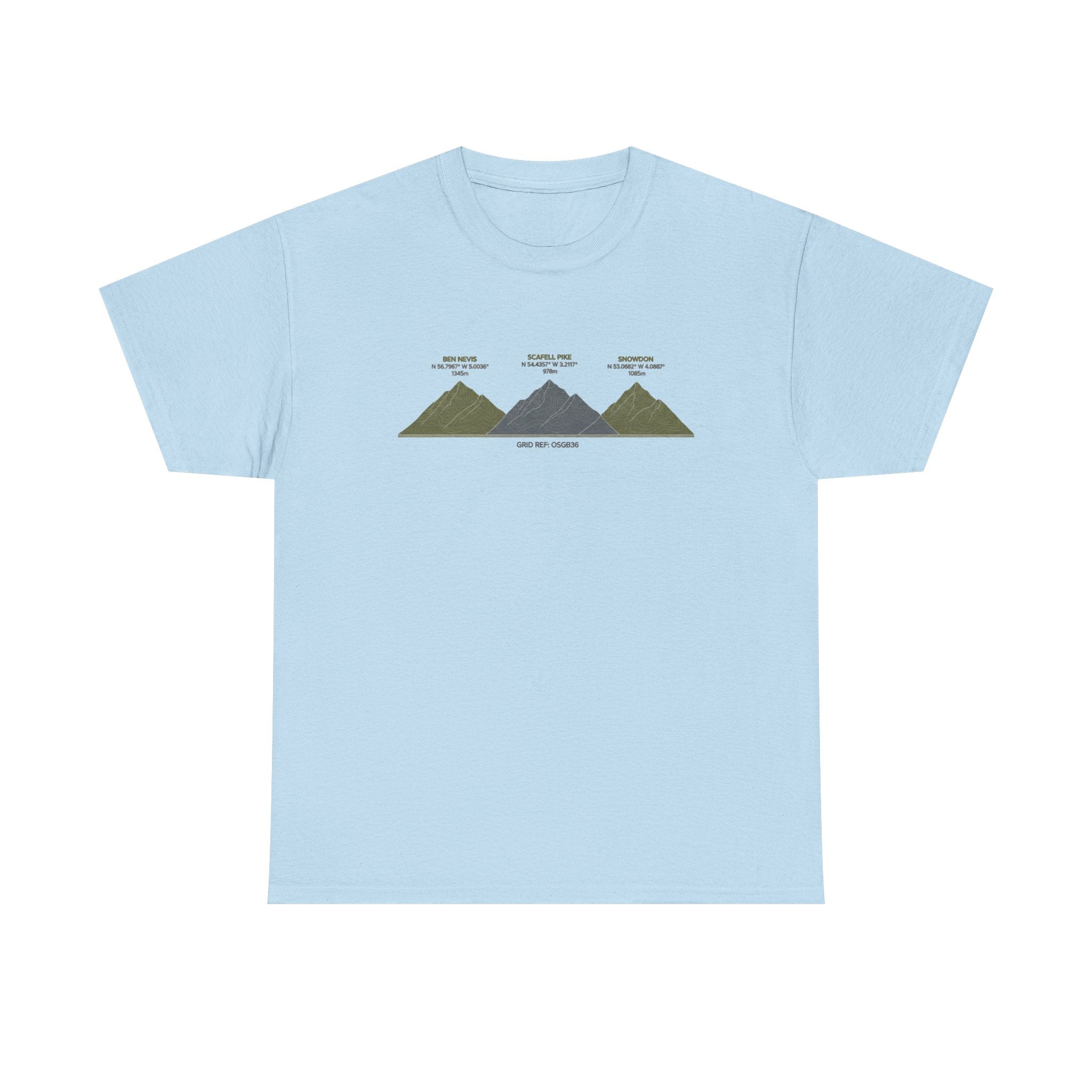 Three Peaks Challenge Graphic T-Shirt — Retro UK Mountain Hiking Tee
