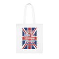 British Union Jack Tote Bag - "The British Art of Patience: A Proper Queue is a Happy Queue" Cotton Shopper