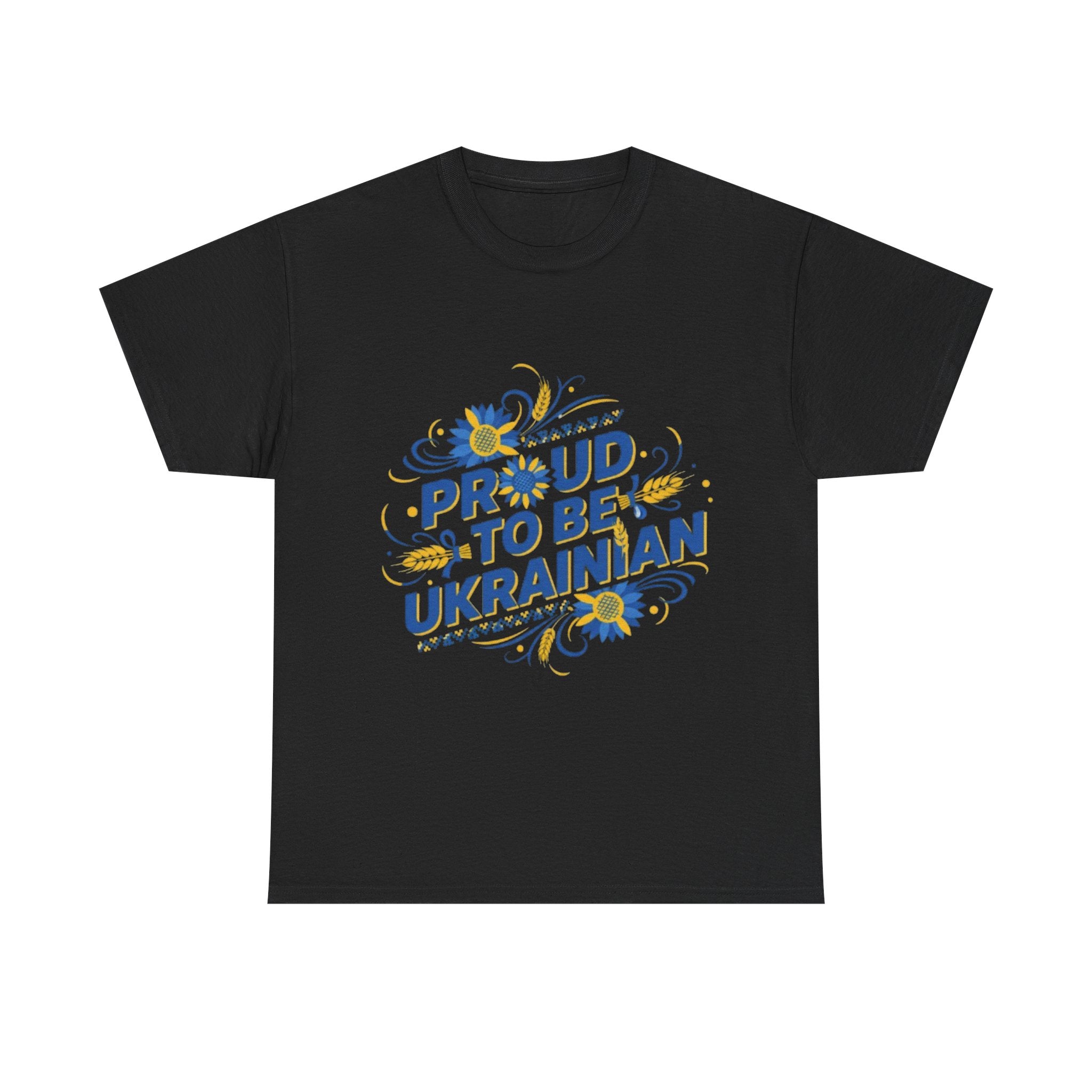 Proud to Be Ukrainian T-Shirt — Blue & Yellow Floral Pride Tee