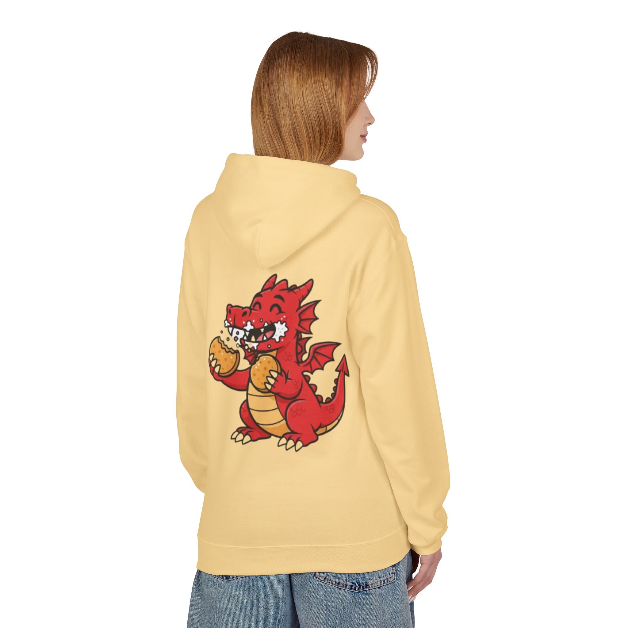 Welsh Dragon Hoodie — Retro Flag Front & Cute Red Dragon Back