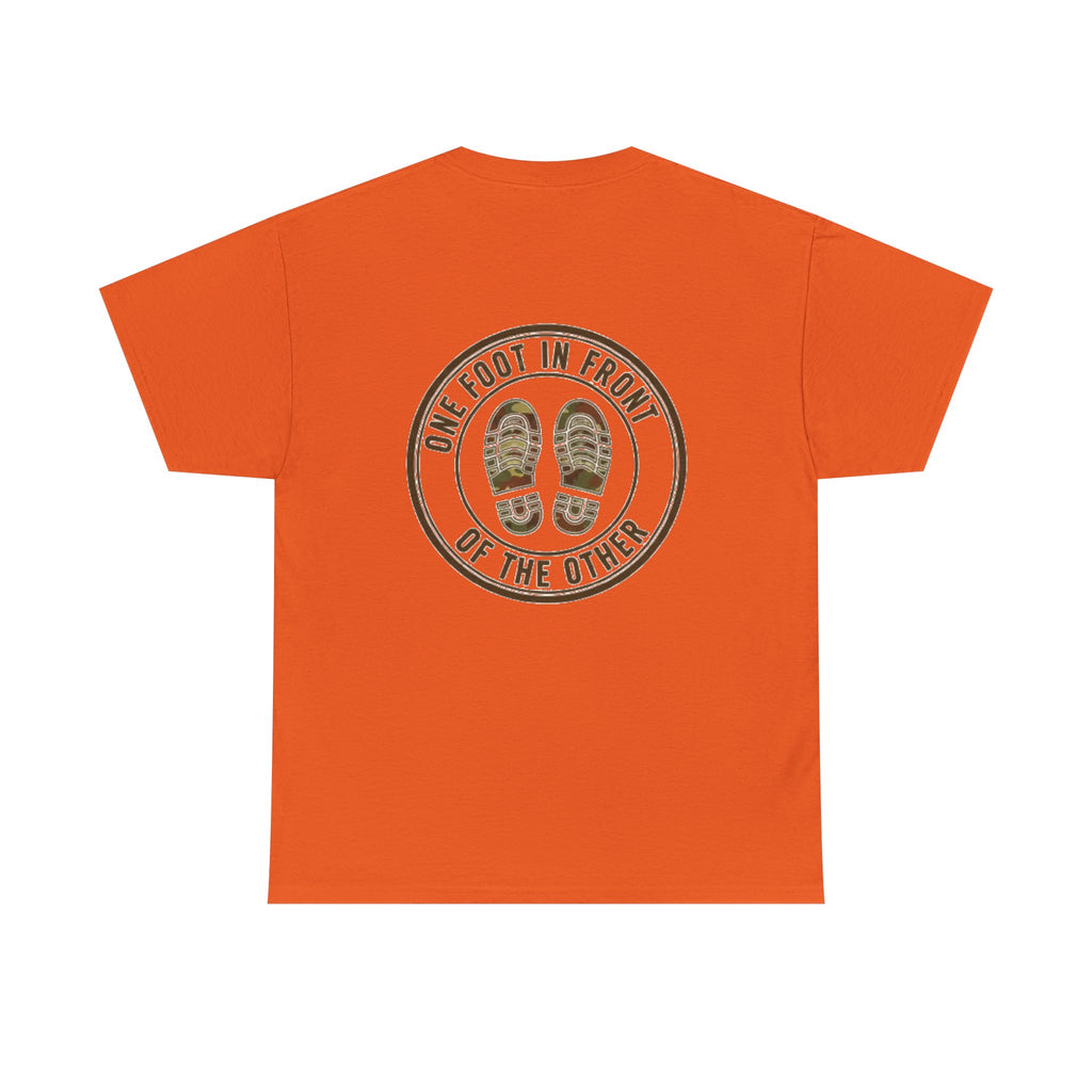 T-Shirt — Gallus Logo Front & “One Foot In Front Of The Other” Motivational Back