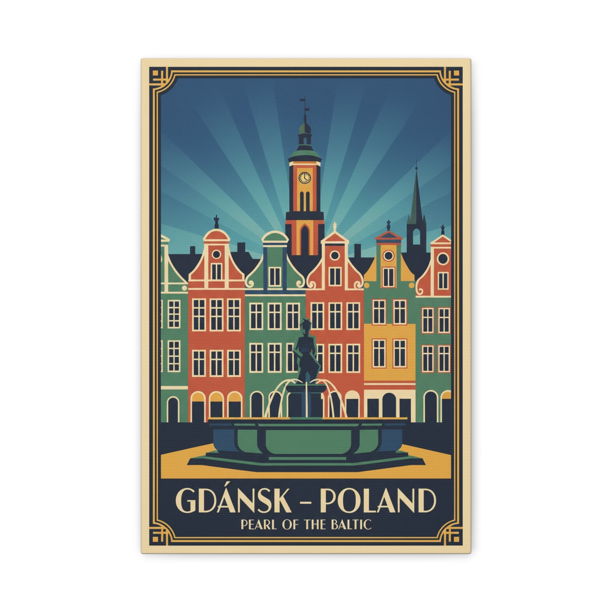 Gdańsk Poland Vintage Travel Poster Canvas