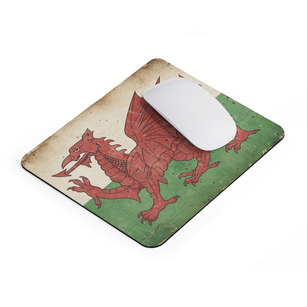 Welsh Flag Mouse Pad — Vintage Red Dragon Desk Mat