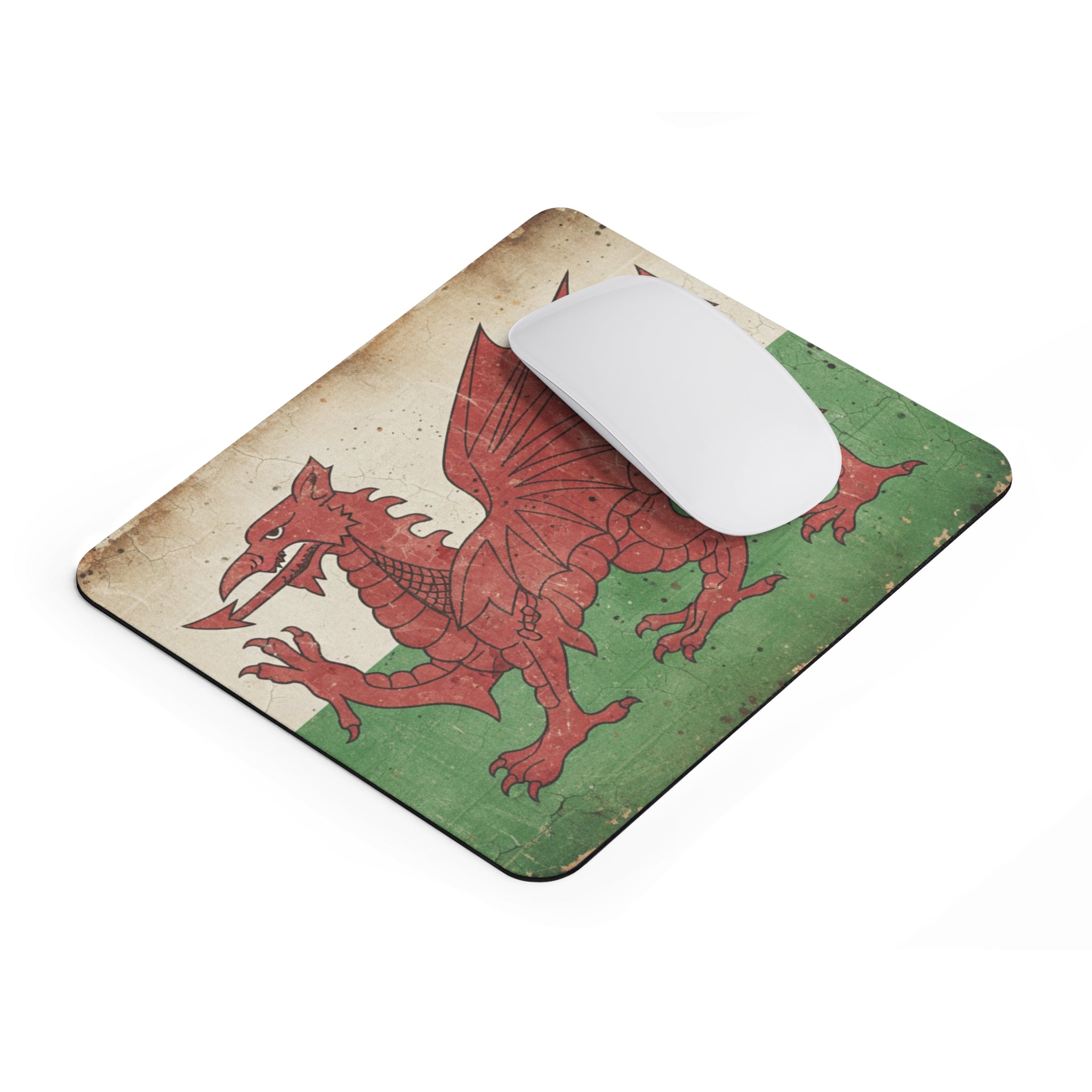 Welsh Flag Mouse Pad — Vintage Red Dragon Desk Mat