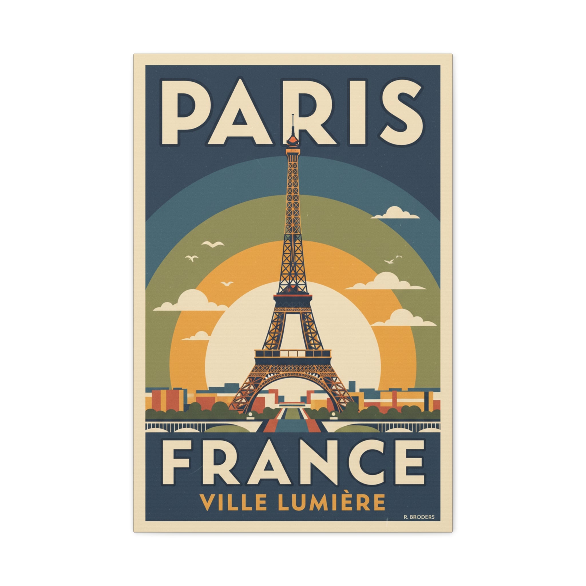Paris France Eiffel Tower Vintage Poster Canvas