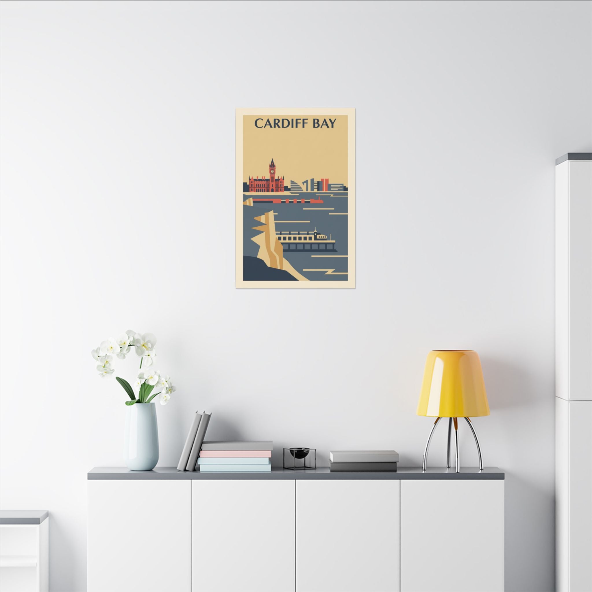 Cardiff Bay view from Penarth Retro Travel Poster Canvas