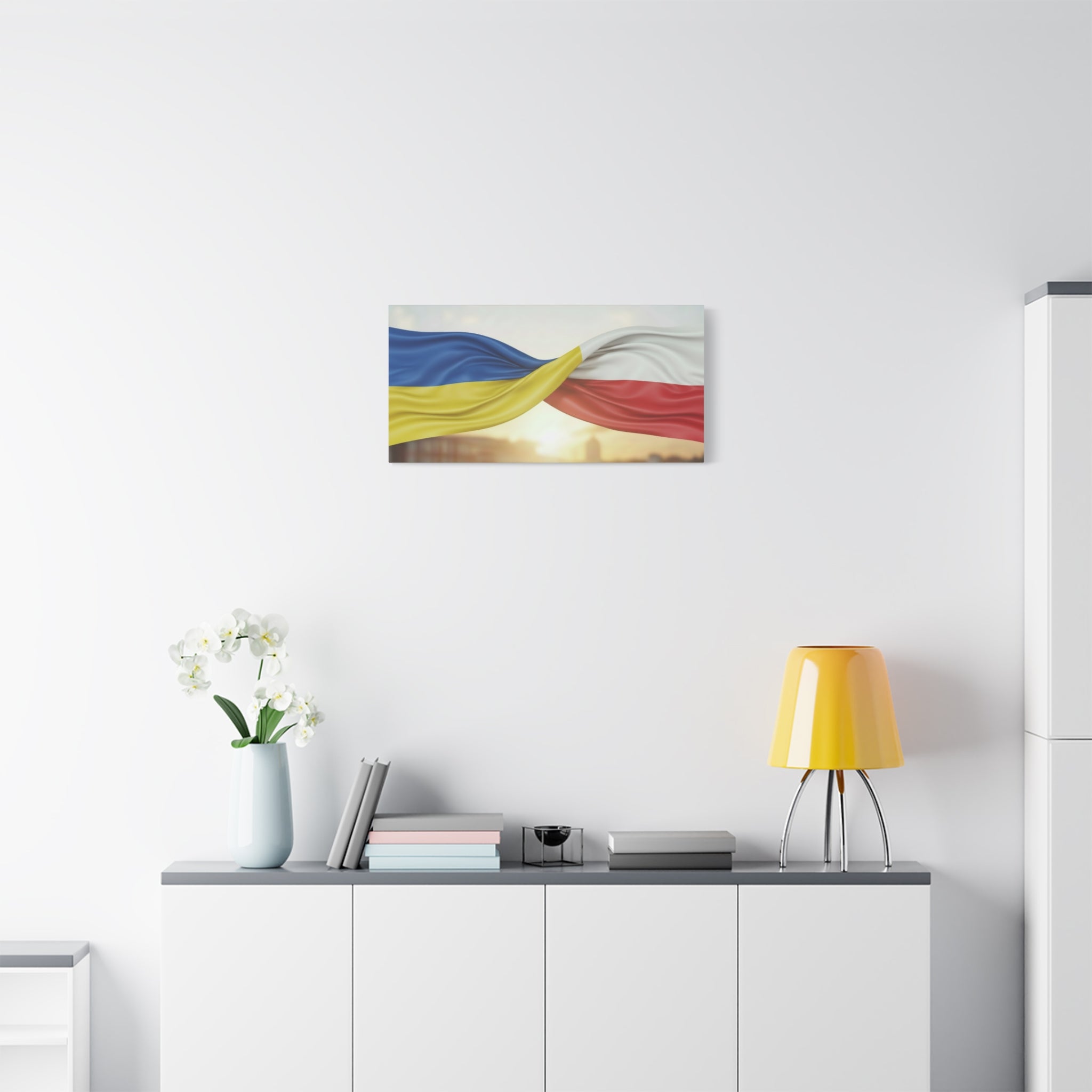 Ukrainian and Polish Flags Intertwined (Matte Stretched)