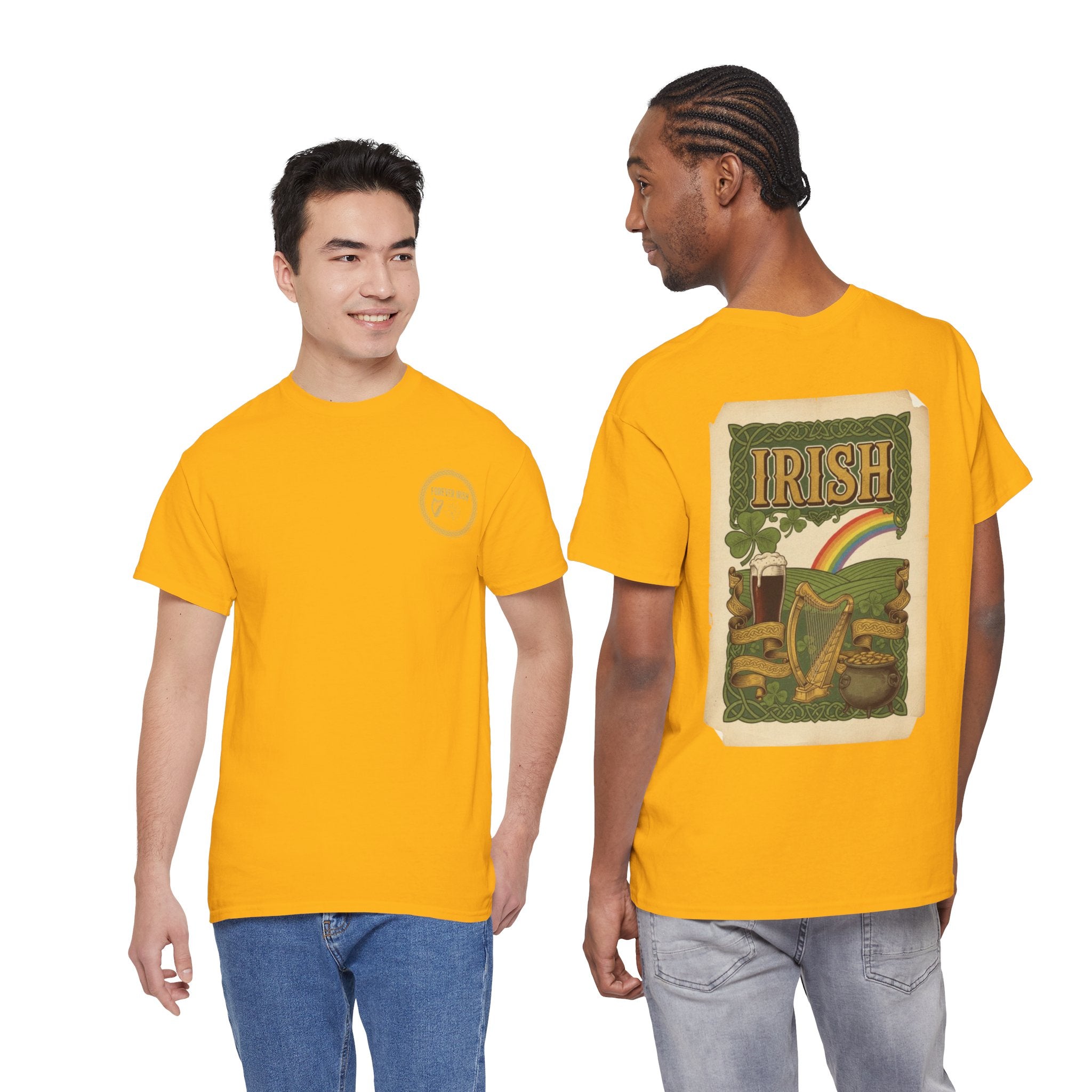 Irish Vintage Poster Tee — St. Patrick's Day Shamrock & Rainbow Graphic Shirt